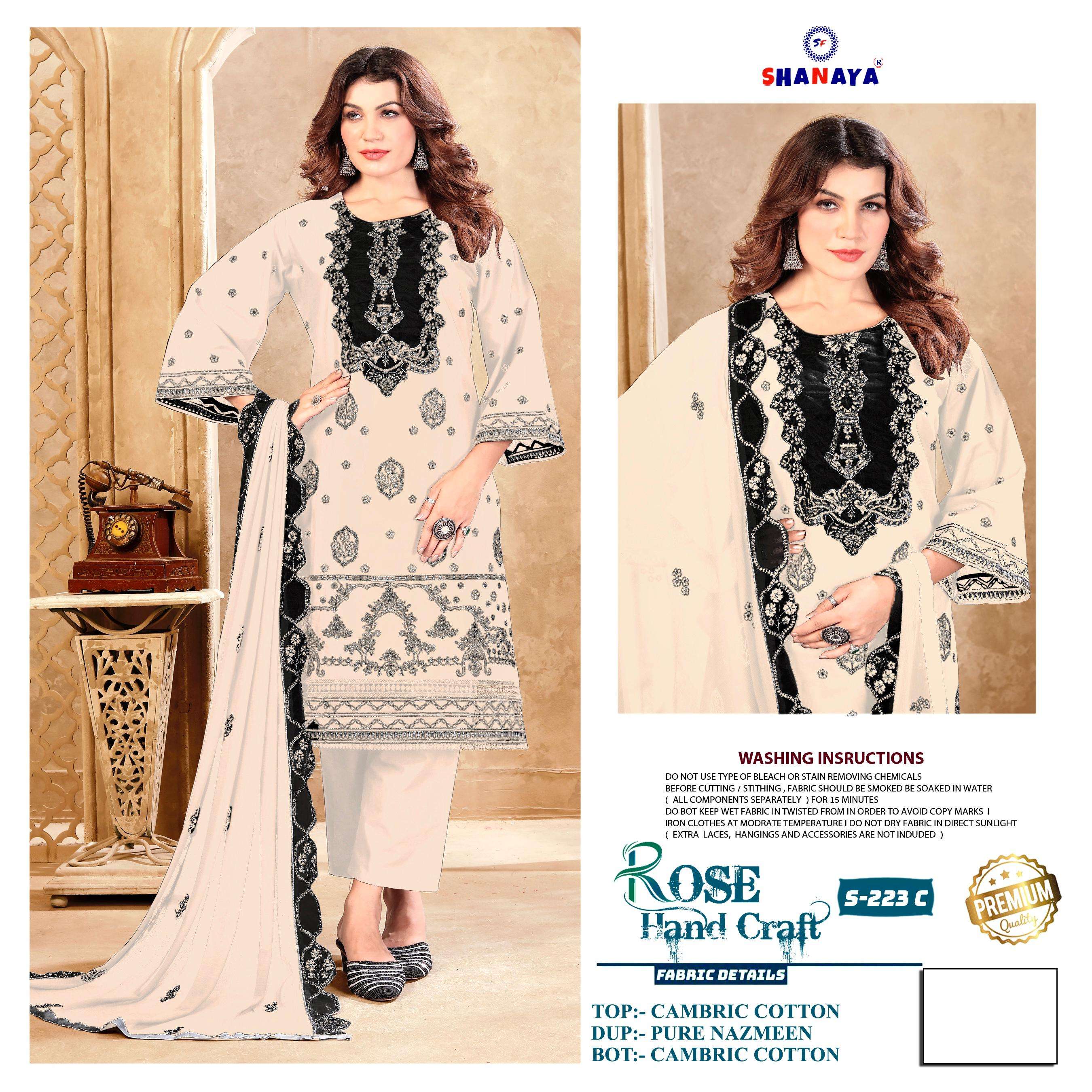 SHANAYA FASHION ROSE HAND CRAFT COTTON EMBROIDERY DESIGNER WORK PAKISTANI SUIT