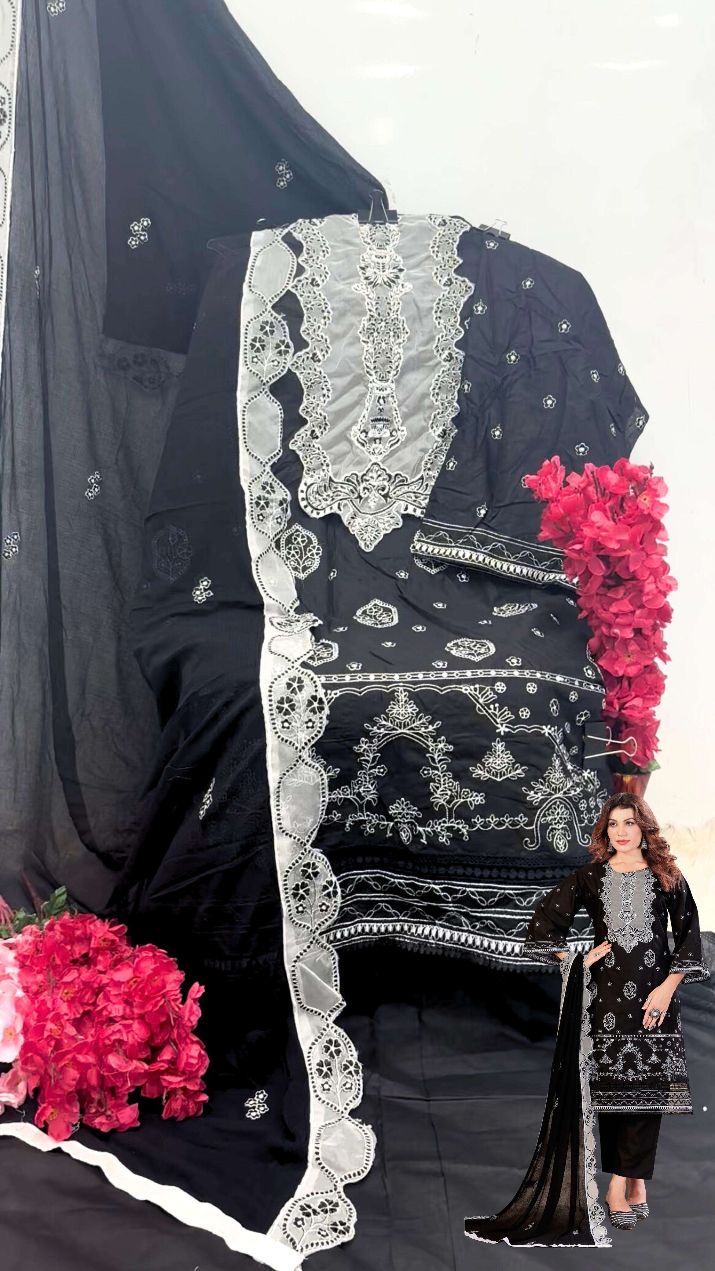 SHANAYA FASHION ROSE HAND CRAFT COTTON EMBROIDERY DESIGNER WORK PAKISTANI SUIT