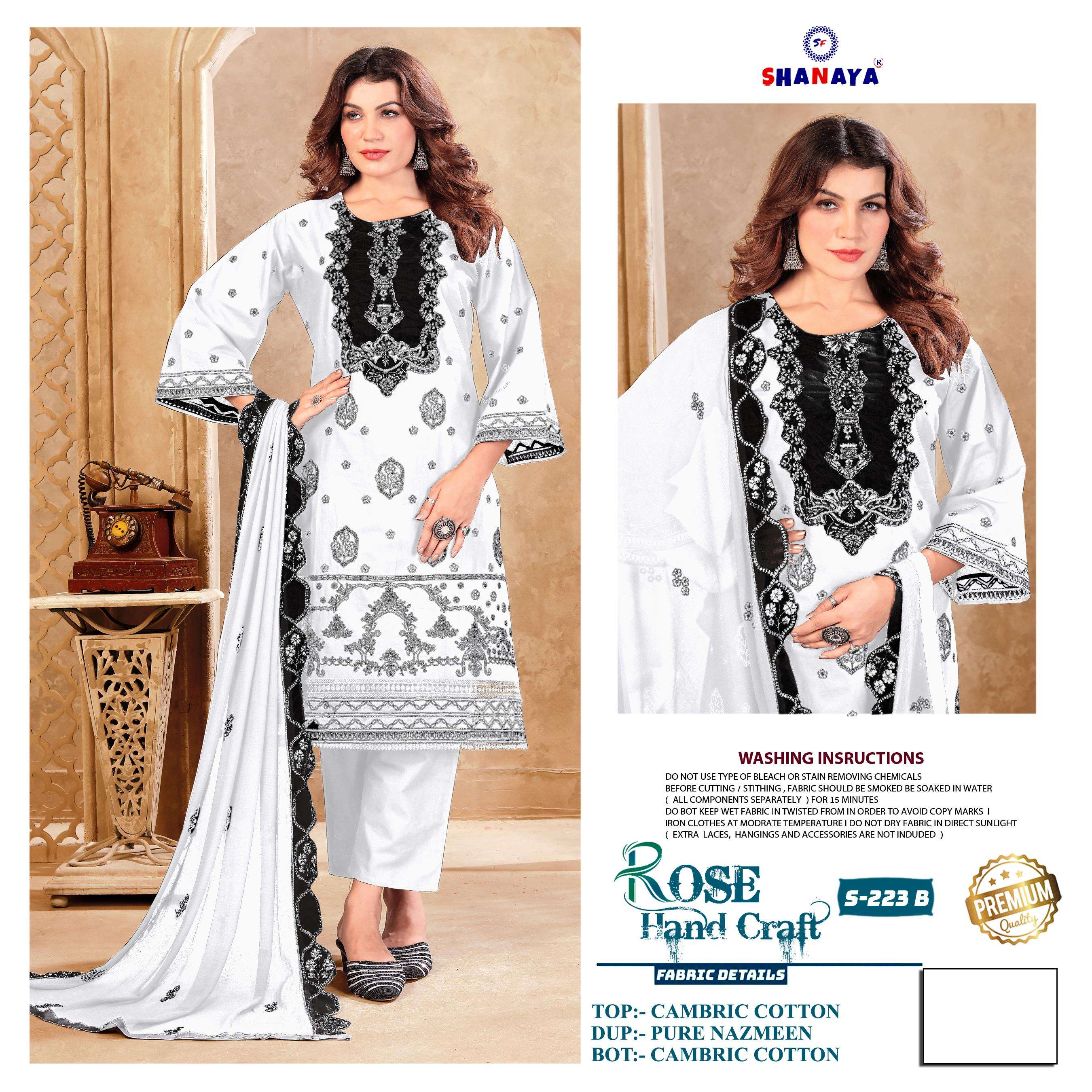 SHANAYA FASHION ROSE HAND CRAFT COTTON EMBROIDERY DESIGNER WORK PAKISTANI SUIT