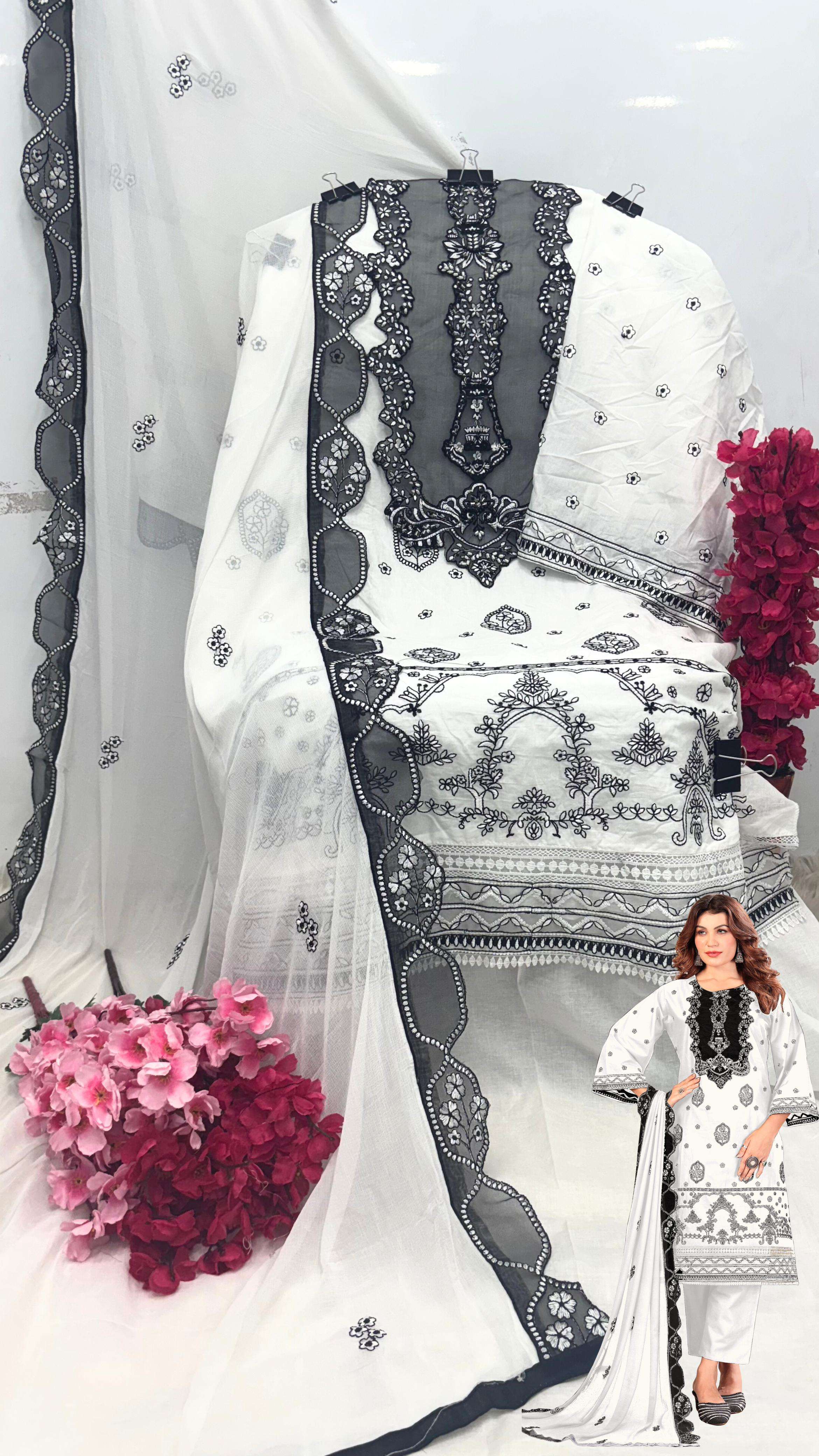 SHANAYA FASHION ROSE HAND CRAFT COTTON EMBROIDERY DESIGNER WORK PAKISTANI SUIT