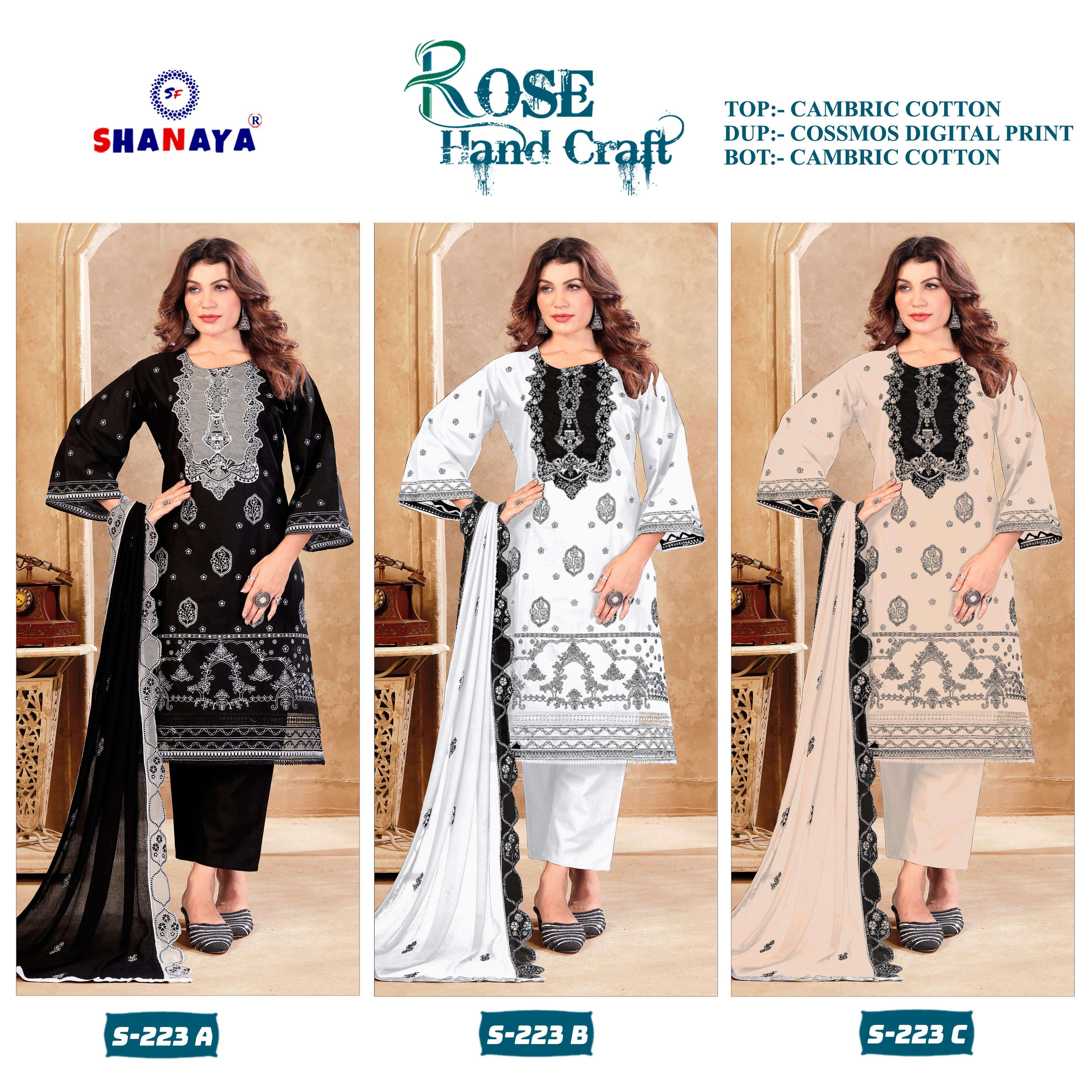 SHANAYA FASHION ROSE HAND CRAFT VOL 2 COTTON EMBROIDERY DESIGNER WORK SUIT