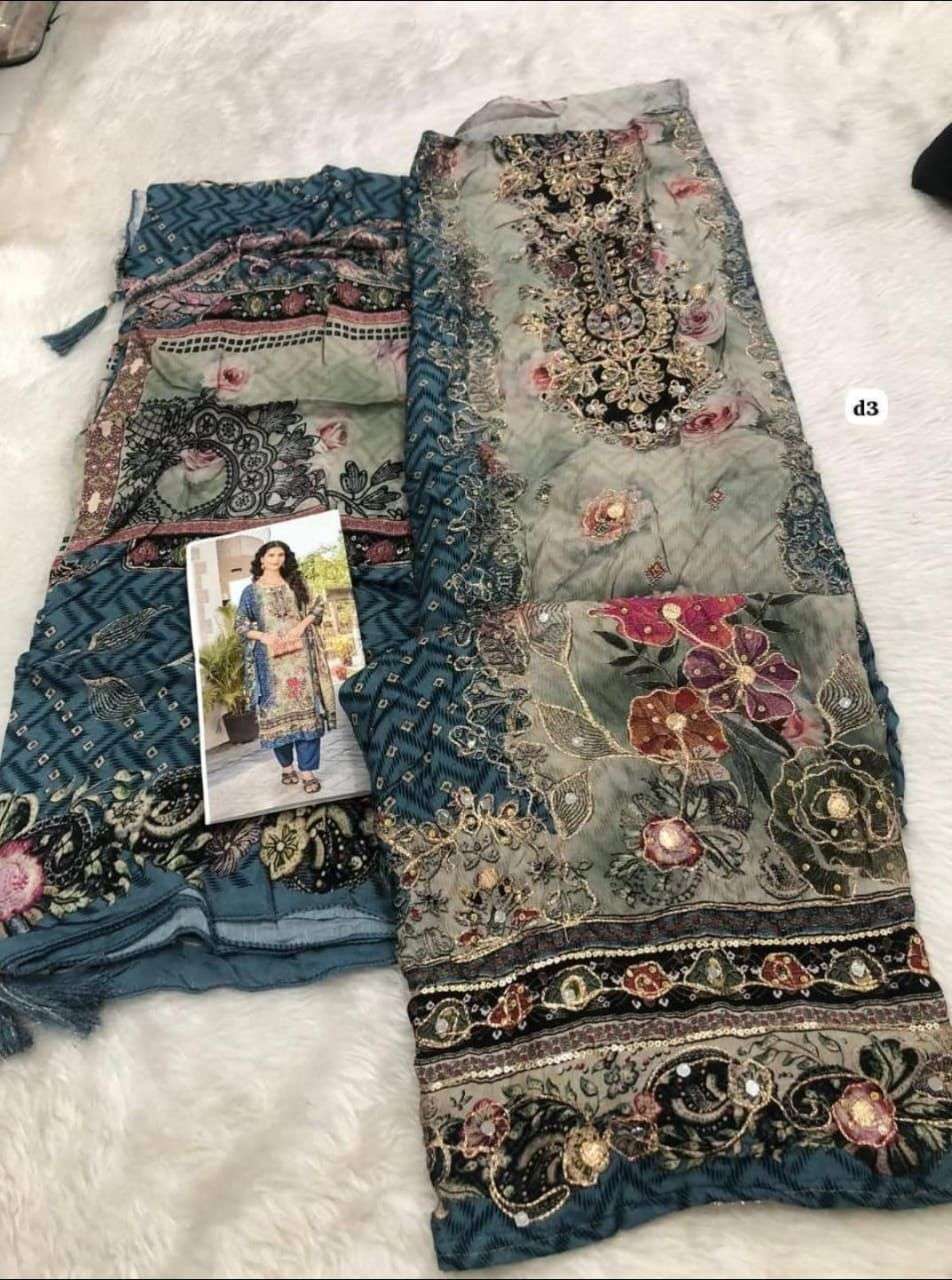 SHREE FABS KT 240 MUSLIN DIGITAL PRINT WITH DESIGNER WORK PAKISTANI SUIT