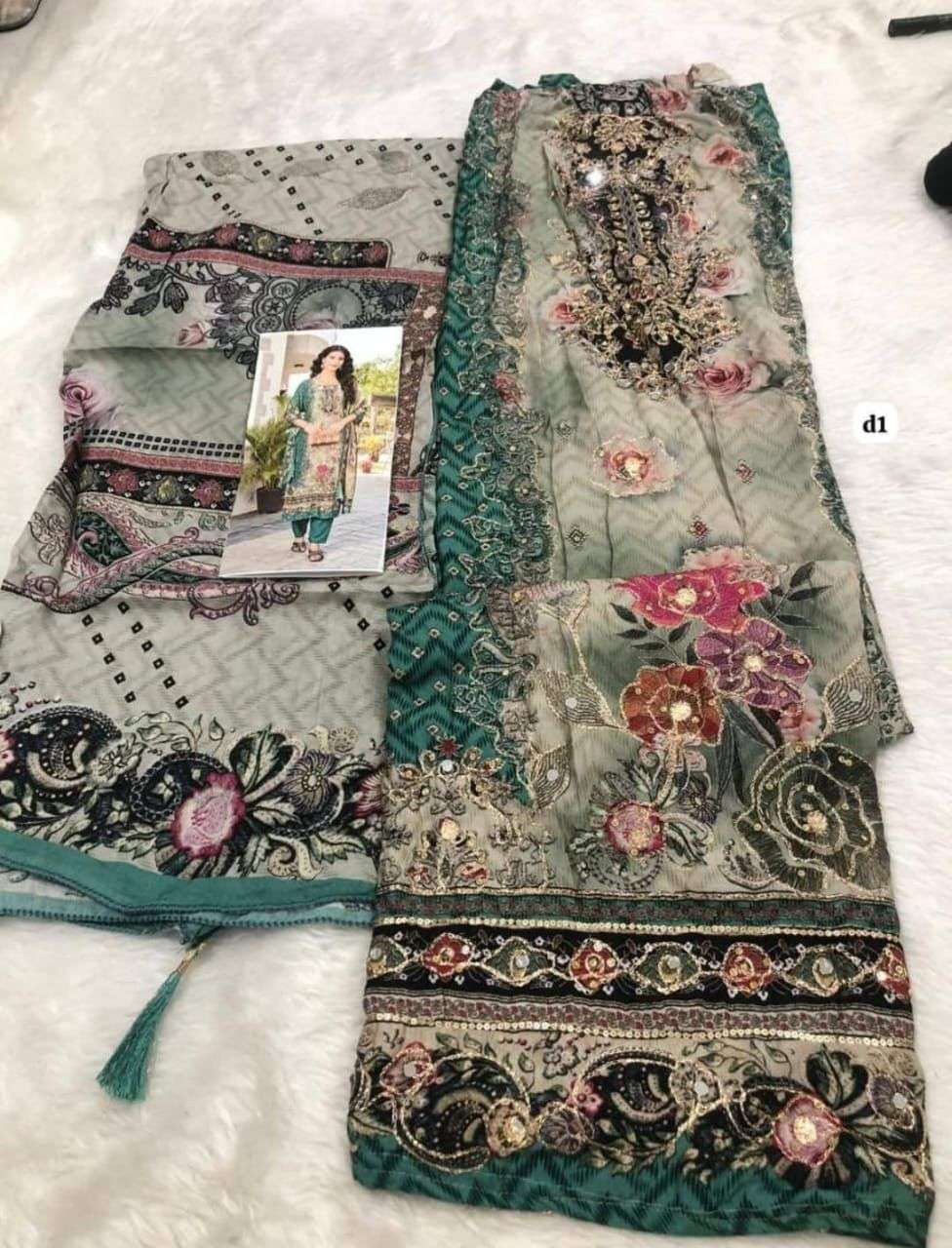 SHREE FABS KT 240 MUSLIN DIGITAL PRINT WITH DESIGNER WORK PAKISTANI SUIT