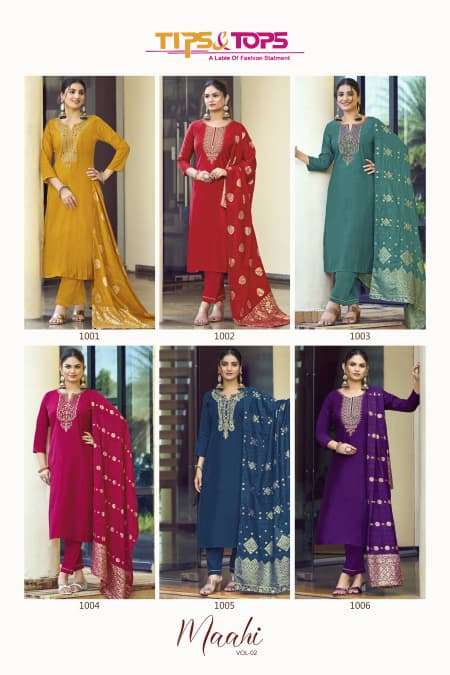TIPS AND TOPS MAAHI VOL 3 SILK EMBROIDERIES WORK LADIES 3PCS SET COLLECTION 