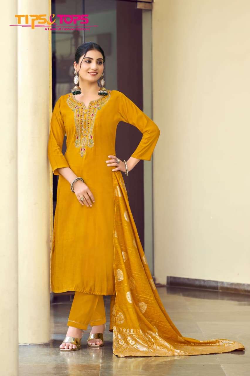 TIPS AND TOPS MAAHI VOL 3 SILK EMBROIDERIES WORK LADIES 3PCS SET COLLECTION 
