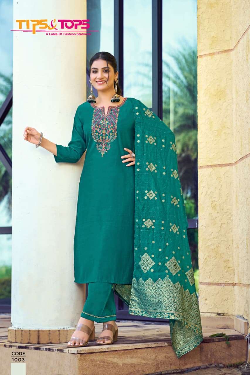 TIPS AND TOPS MAAHI VOL 3 SILK EMBROIDERIES WORK LADIES 3PCS SET COLLECTION 