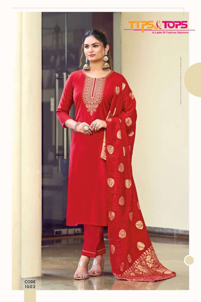 TIPS AND TOPS MAAHI VOL 3 SILK EMBROIDERIES WORK LADIES 3PCS SET COLLECTION 