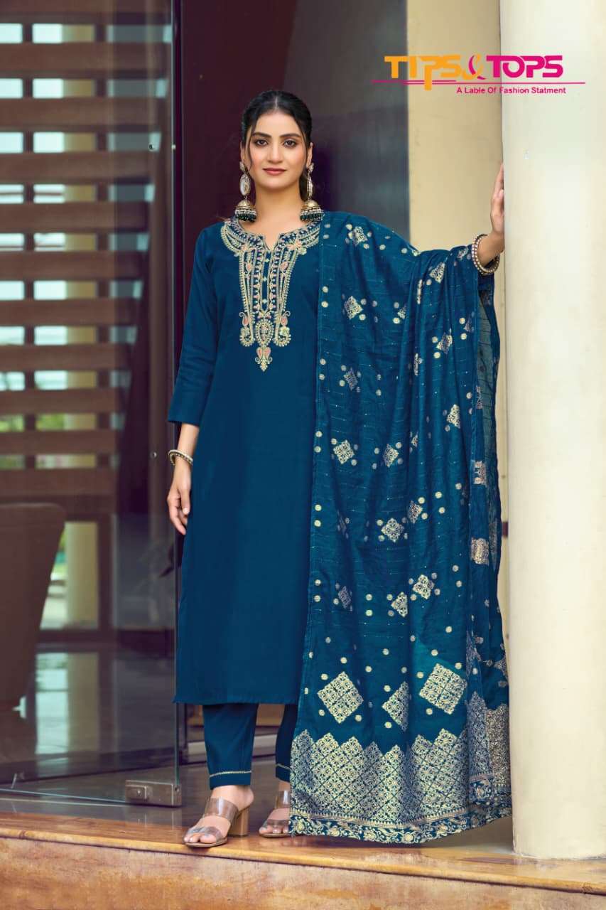 TIPS AND TOPS MAAHI VOL 3 SILK EMBROIDERIES WORK LADIES 3PCS SET COLLECTION 
