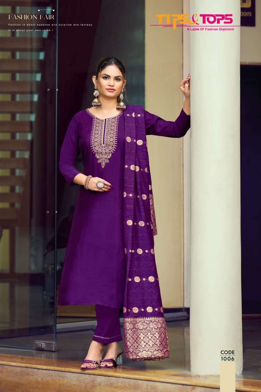 TIPS AND TOPS MAAHI VOL 3 SILK EMBROIDERIES WORK LADIES 3PCS SET COLLECTION 