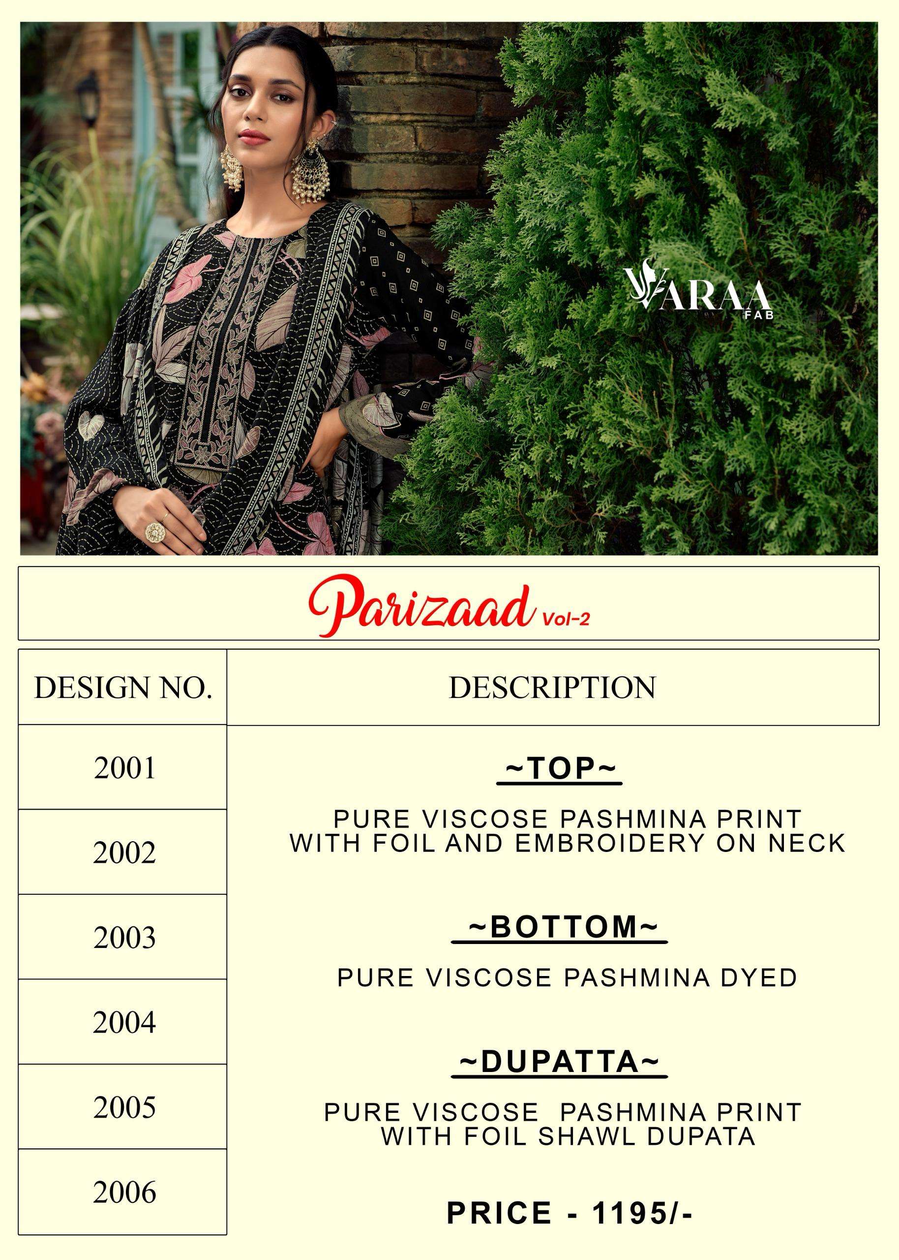 VAARA FAB PARIZAAD VOL 2 ASHMINA PRINT WITH EMBROIDERY WORK SUIT