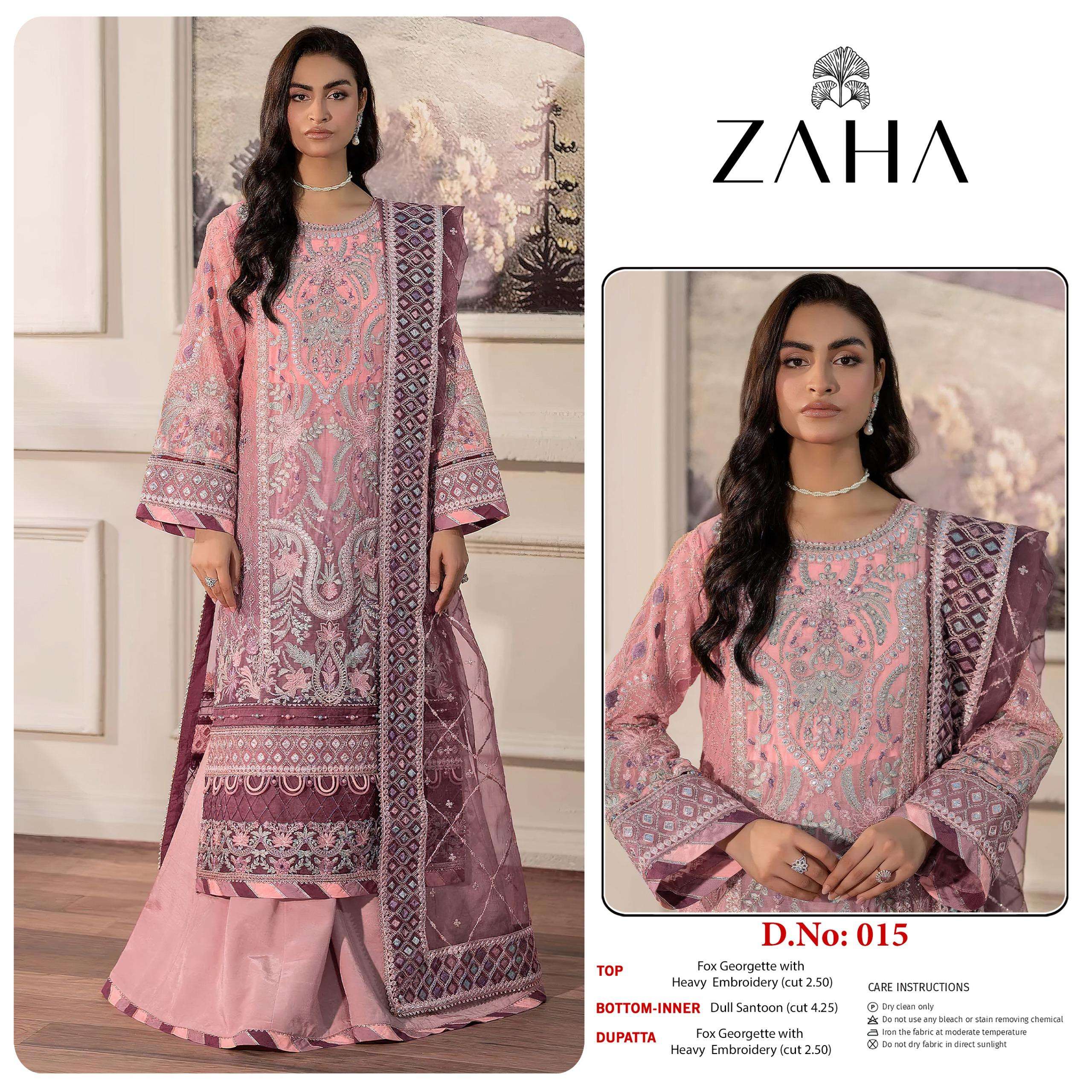 ZAHA DESIGN NO - 014-015 GEORGETTE HEAVY EMBROIDERED PAKISTANI SUIT 