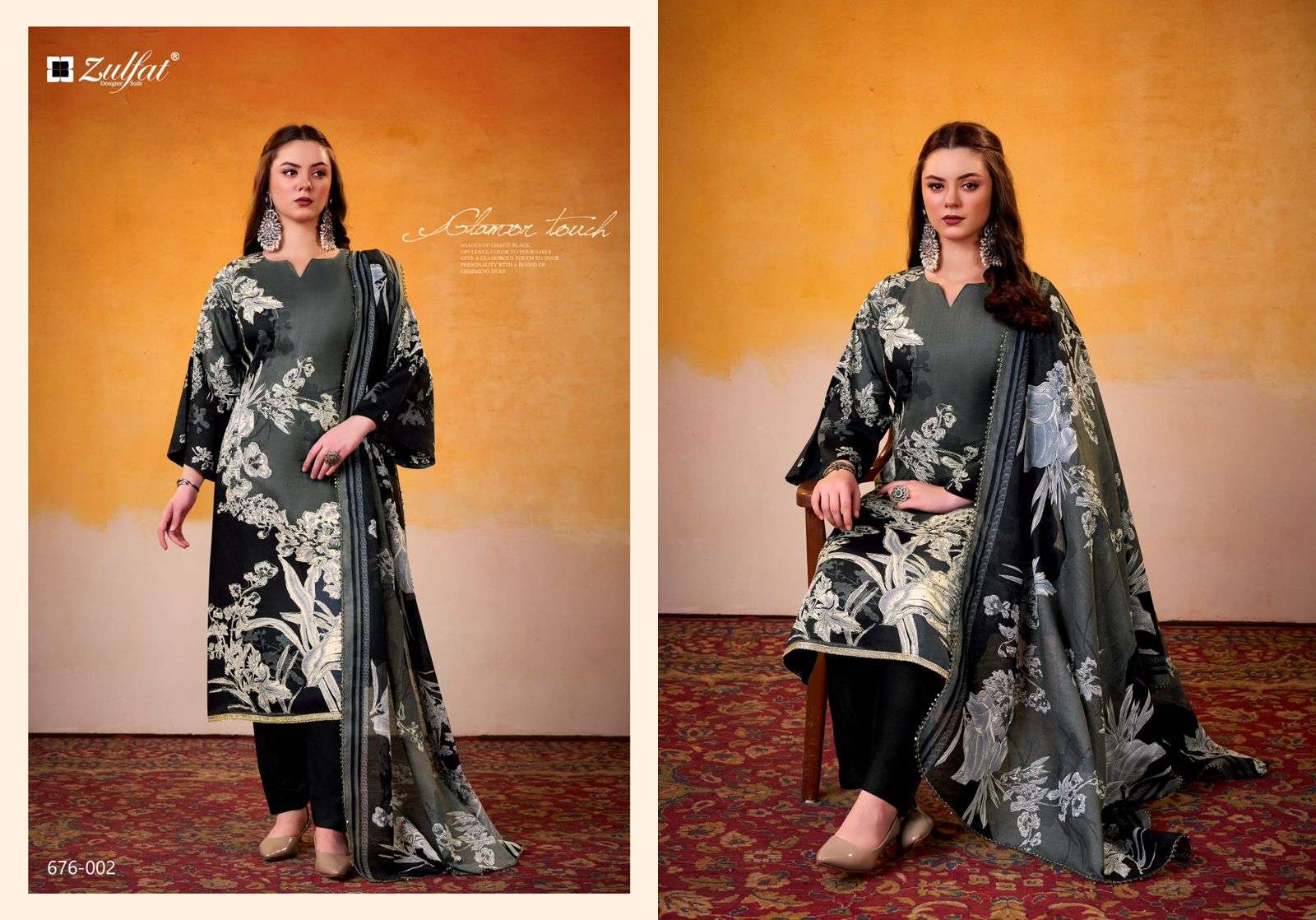 ZULFAT DESIGNER SUITS SHADIYA JAM COTTON PRINT WITH HAND WORK SUIT