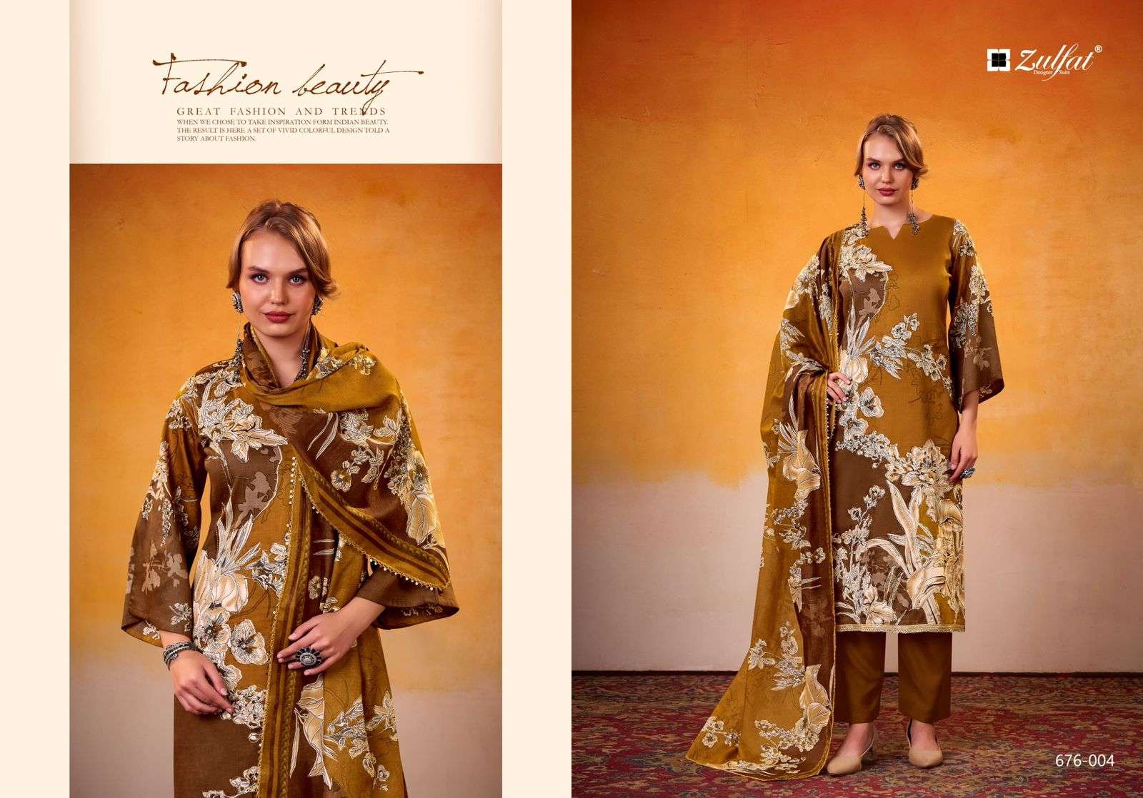 ZULFAT DESIGNER SUITS SHADIYA JAM COTTON PRINT WITH HAND WORK SUIT