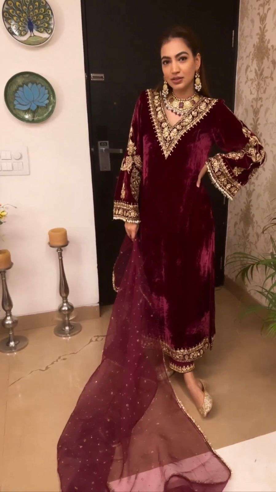 AD 055 VELVET DESIGNER READY MADE PAKISTANI STYLE SUIT