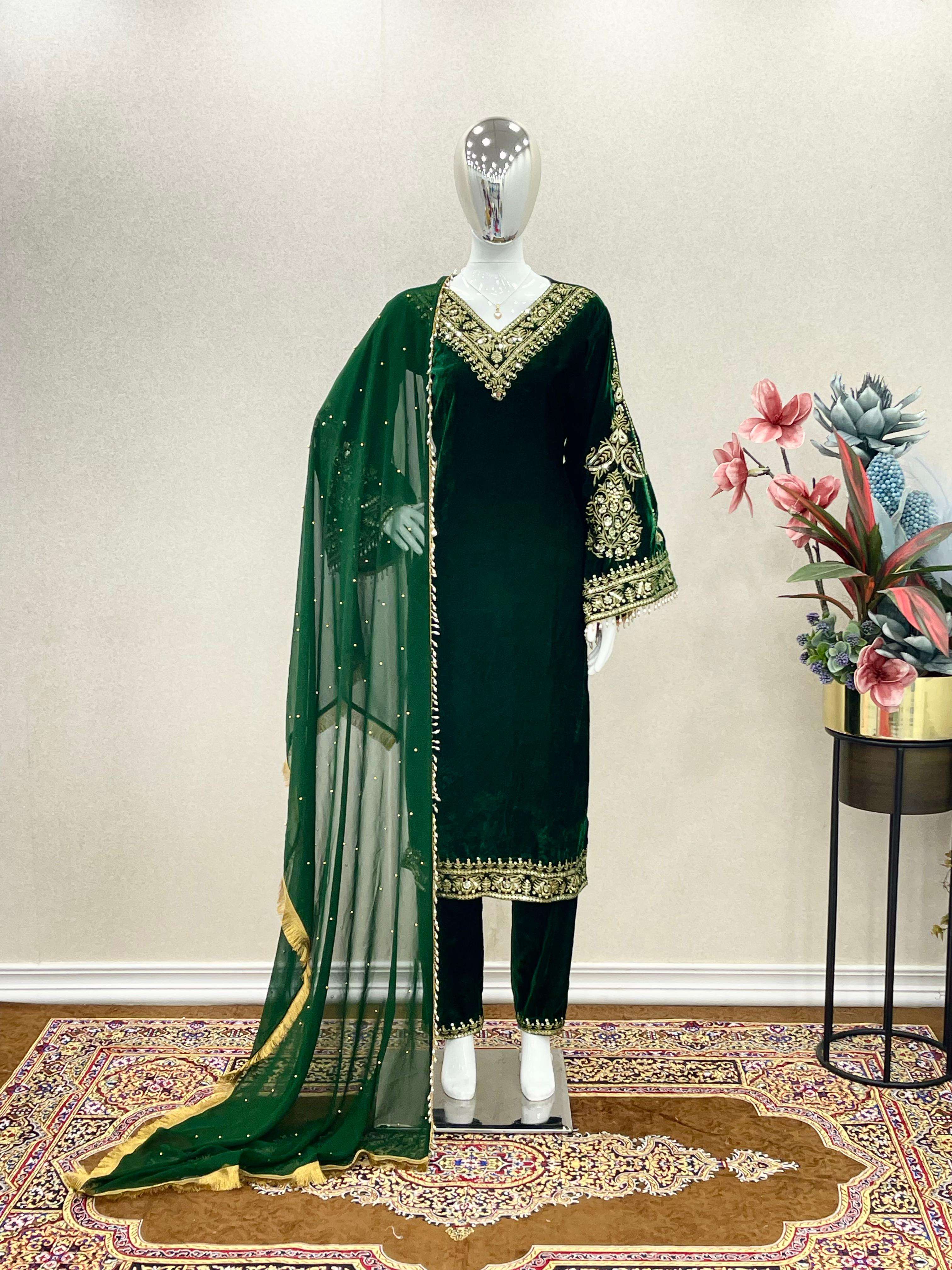 AD 055 VELVET DESIGNER READY MADE PAKISTANI STYLE SUIT