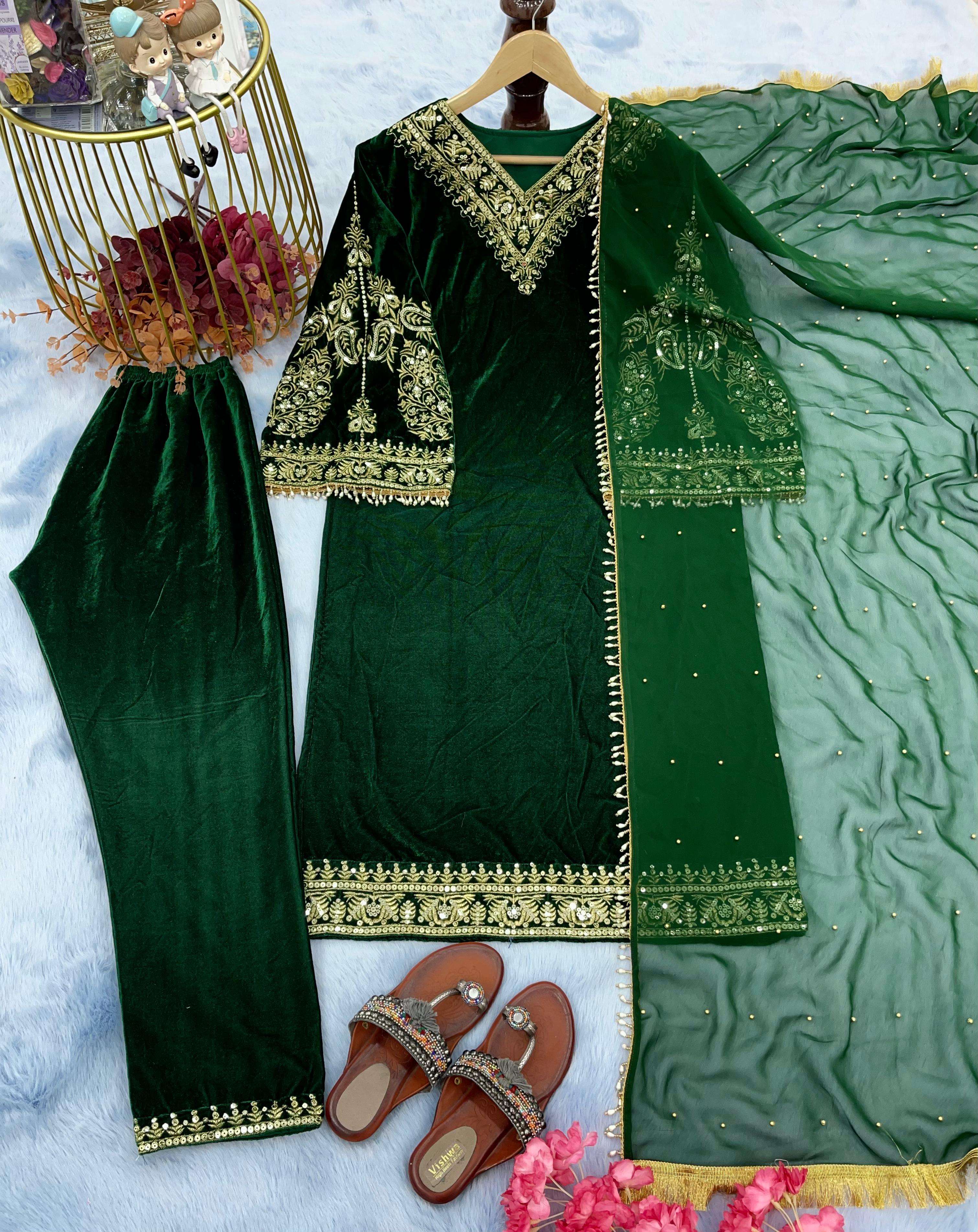 AD 055 VELVET DESIGNER READY MADE PAKISTANI STYLE SUIT