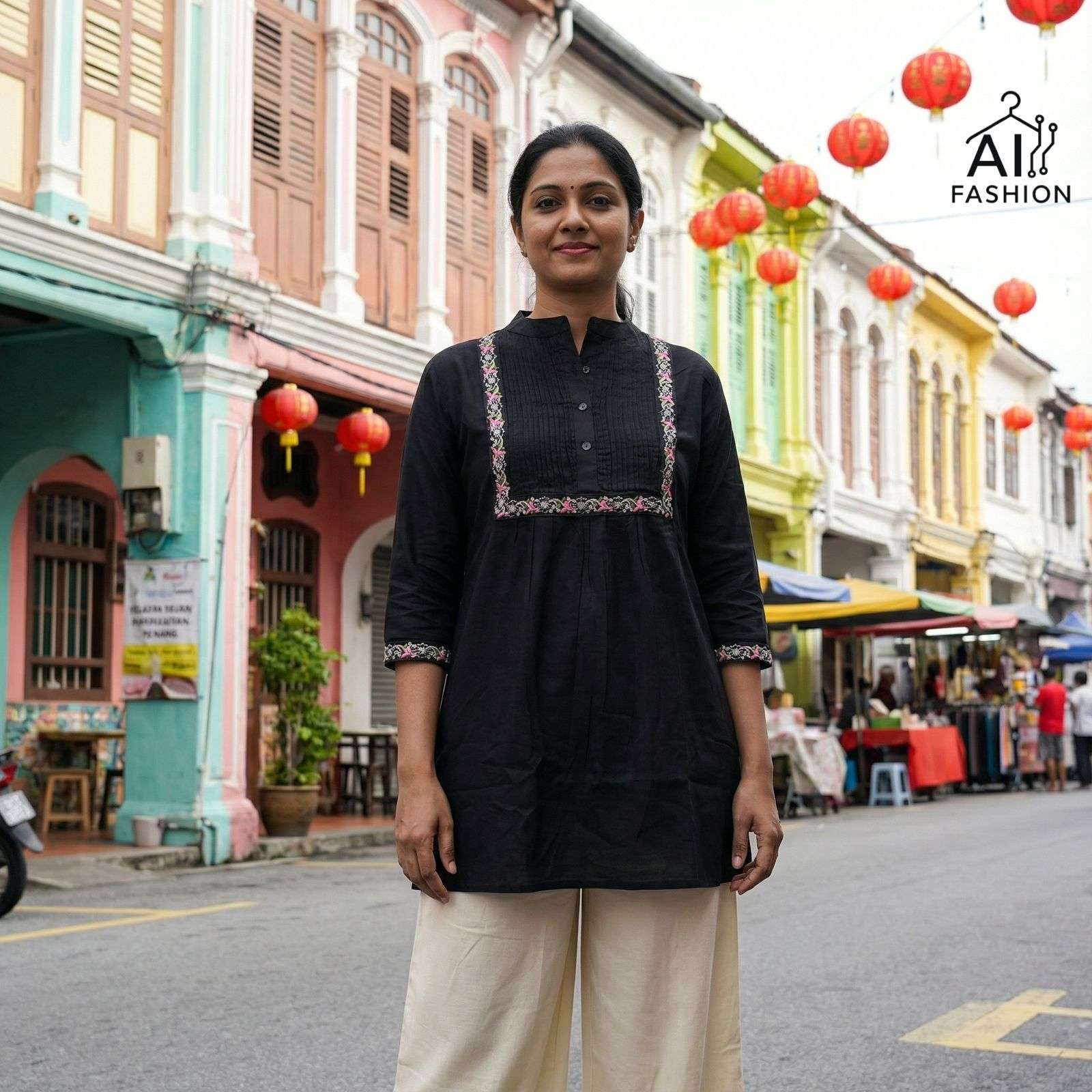 AI FASHION CHARMI VOL 1 RAYON PLEATED PATTERN FANCY LADIES TOP