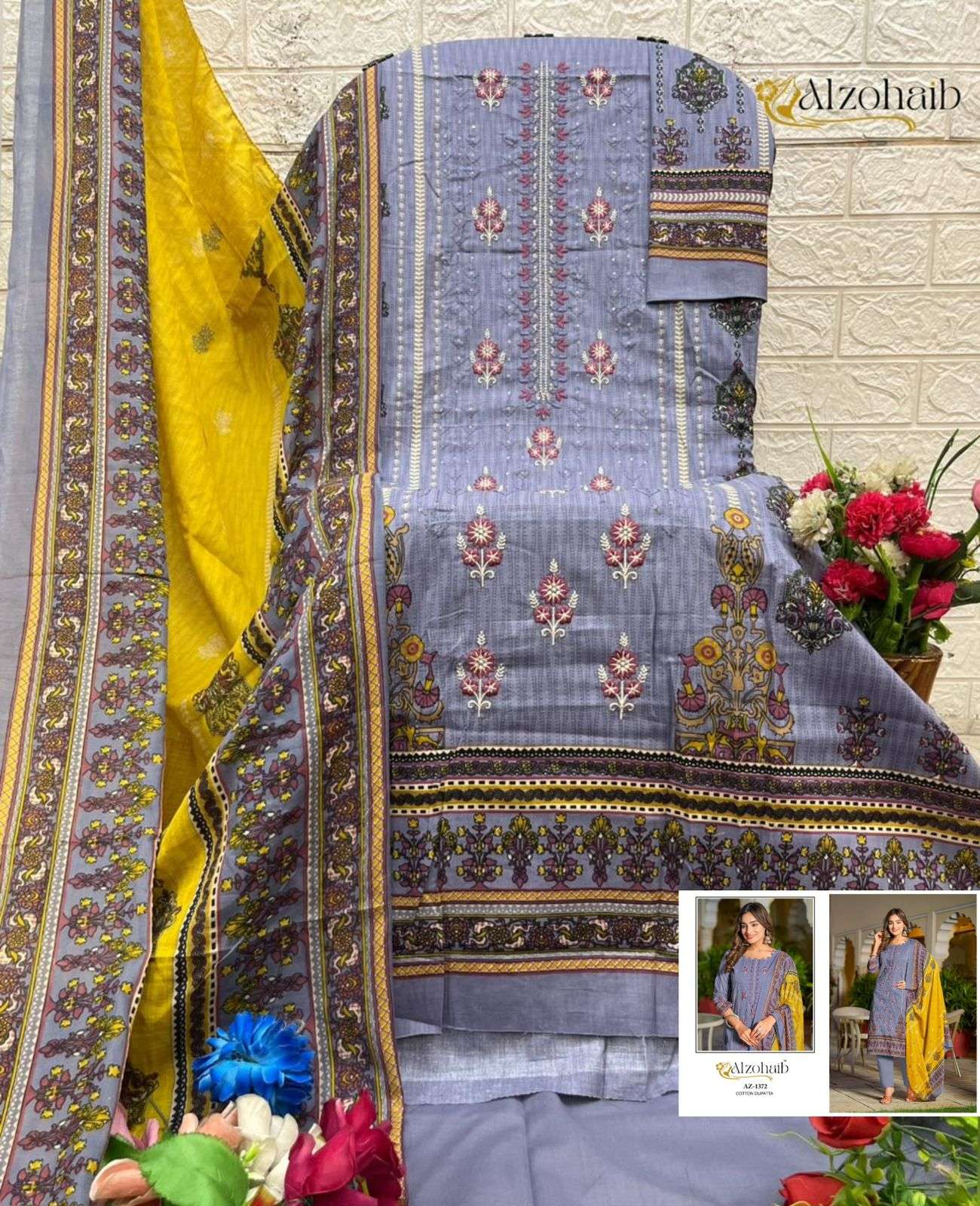 AL ZOHAIB ASMAA COTTON FANCY EMBROIDERY WORK SALWAR KAMEEZ 