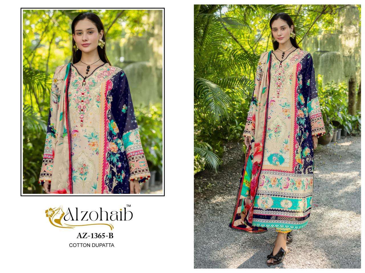 AL ZOHAIB DESIGN NO - 1345 AB - 1365 AB PURE COTTON HEAVY PATCH WORK PAKISTANI SUIT