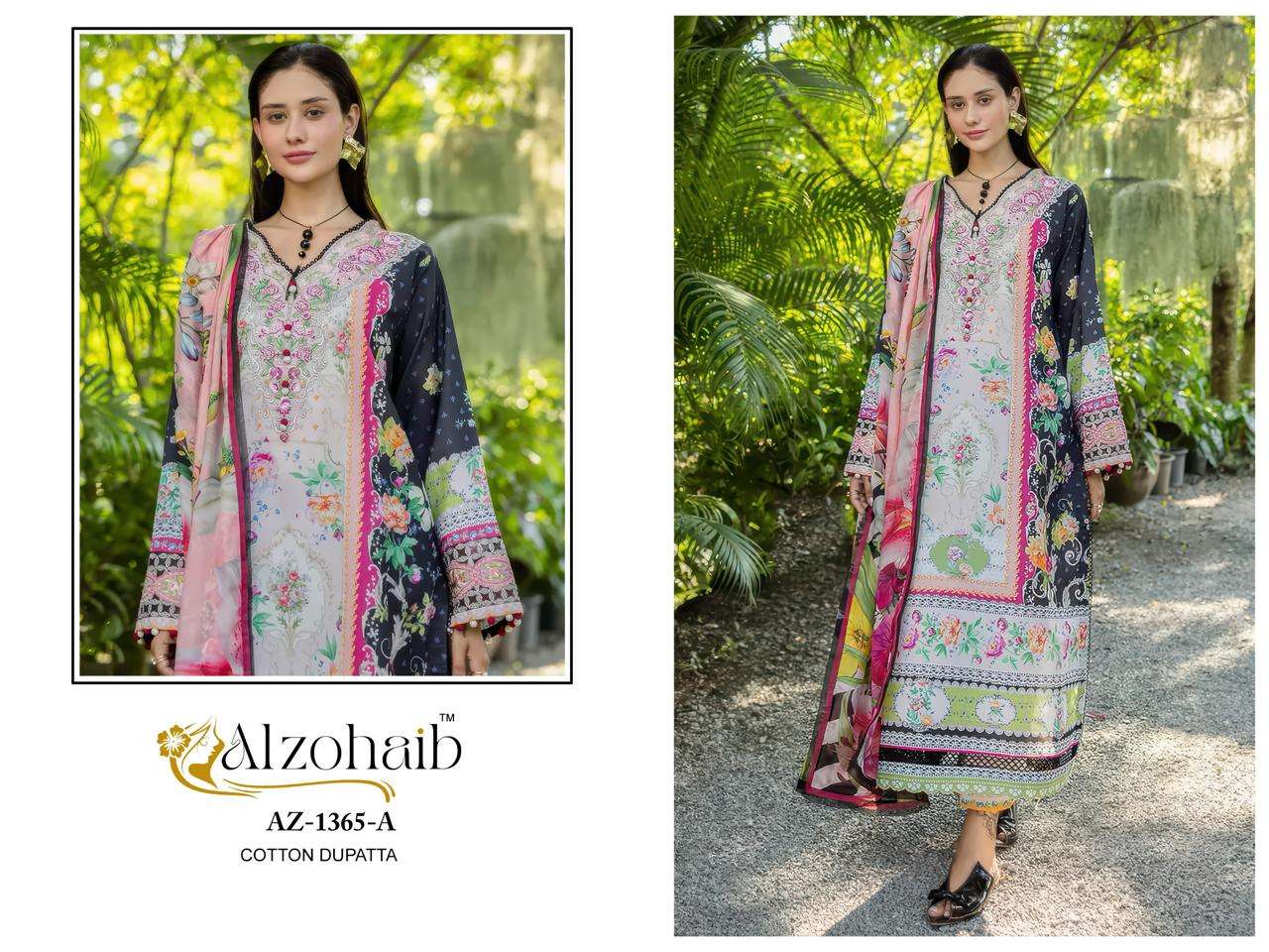 AL ZOHAIB DESIGN NO - 1345 AB - 1365 AB PURE COTTON HEAVY PATCH WORK PAKISTANI SUIT