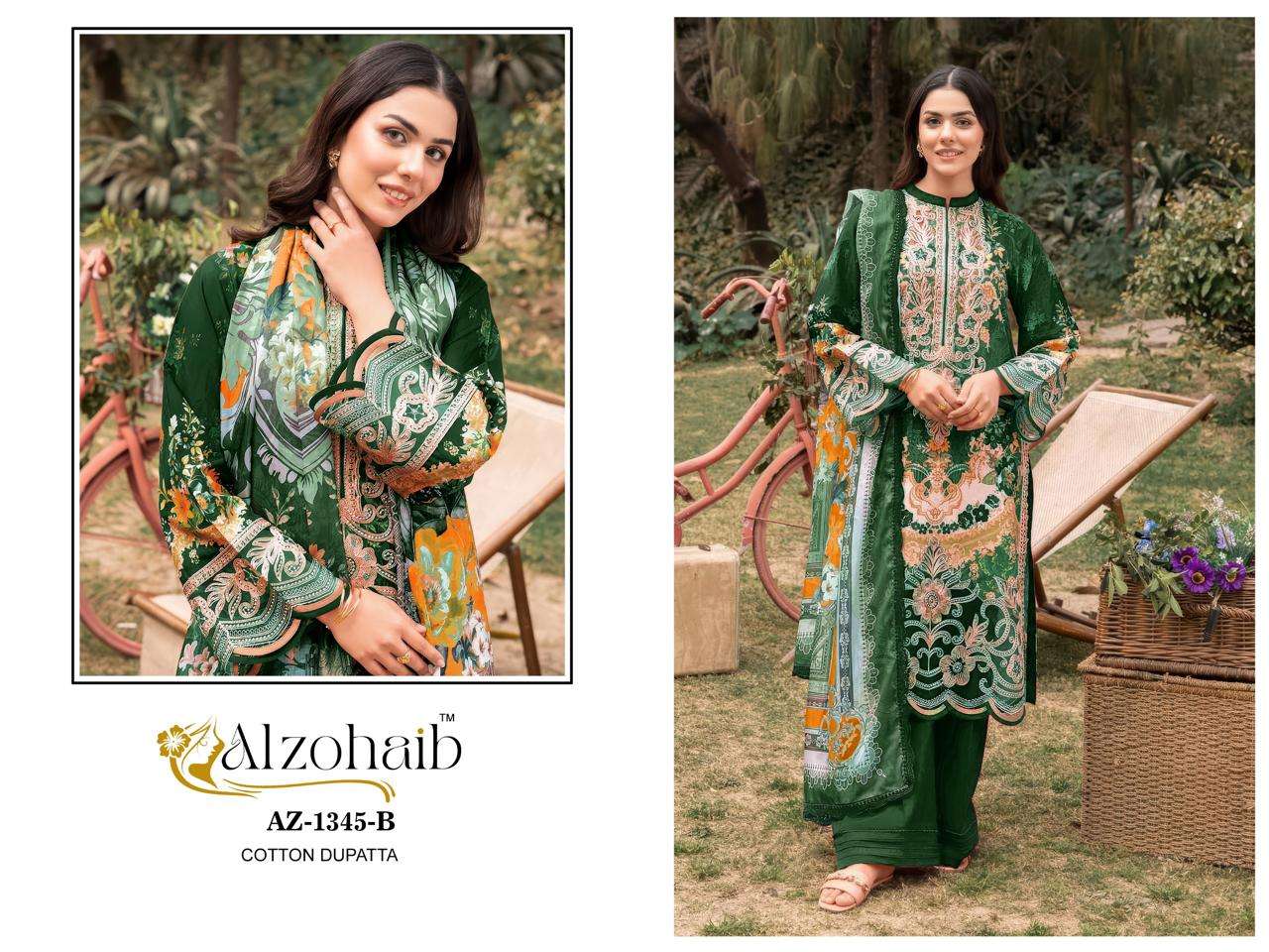AL ZOHAIB DESIGN NO - 1345 AB - 1365 AB PURE COTTON HEAVY PATCH WORK PAKISTANI SUIT