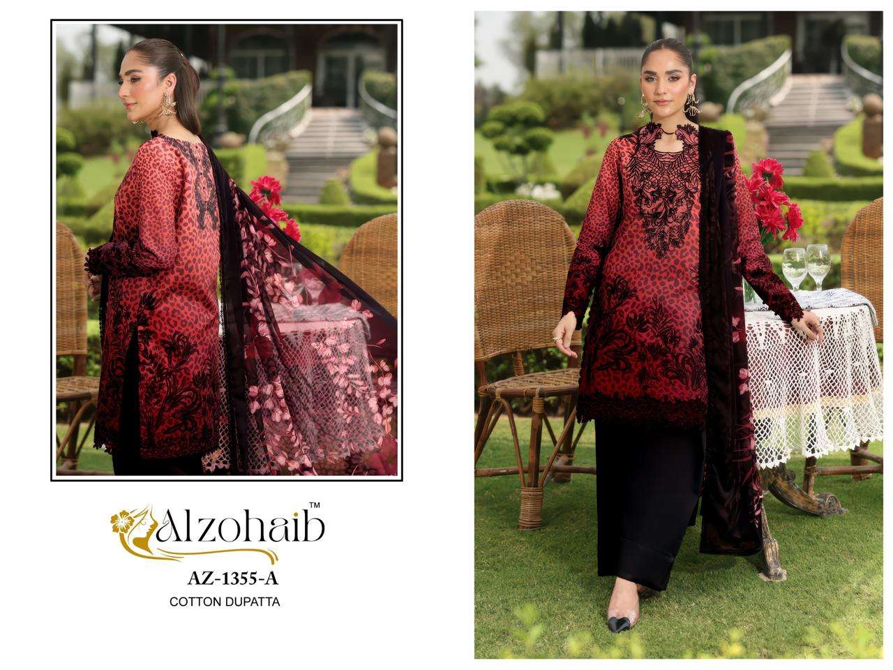 AL ZOHAIB DESIGN NO - 1347 AB - 1355 AB PURE COTTON HEAVY PATCH WORK PAKISTANI SUIT