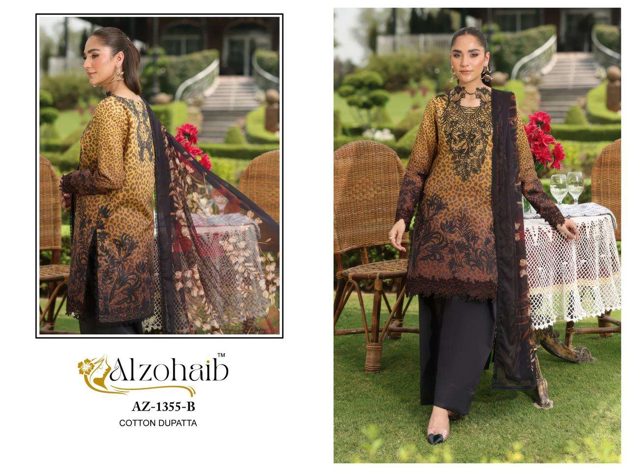 AL ZOHAIB DESIGN NO - 1347 AB - 1355 AB PURE COTTON HEAVY PATCH WORK PAKISTANI SUIT