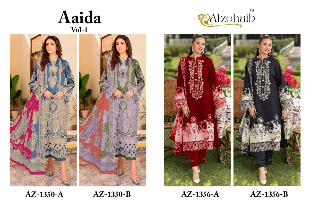 AL ZOHAIB DESIGN NO - 1350 AB - 1356AB PURE COTTON HEAVY PATCH WORK PAKISTANI SUIT