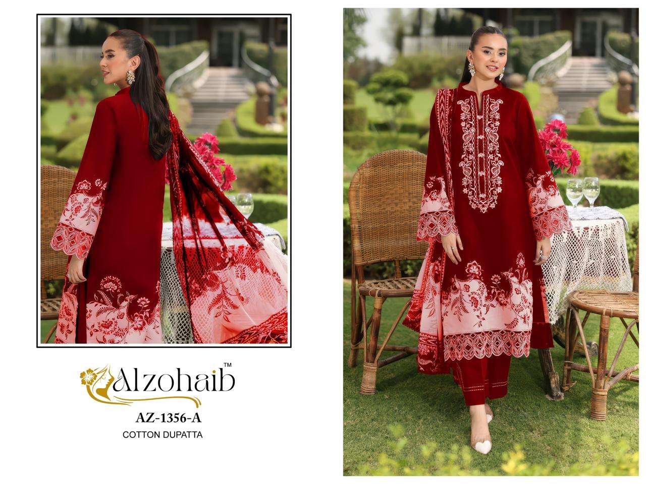 AL ZOHAIB DESIGN NO - 1350 AB - 1356AB PURE COTTON HEAVY PATCH WORK PAKISTANI SUIT