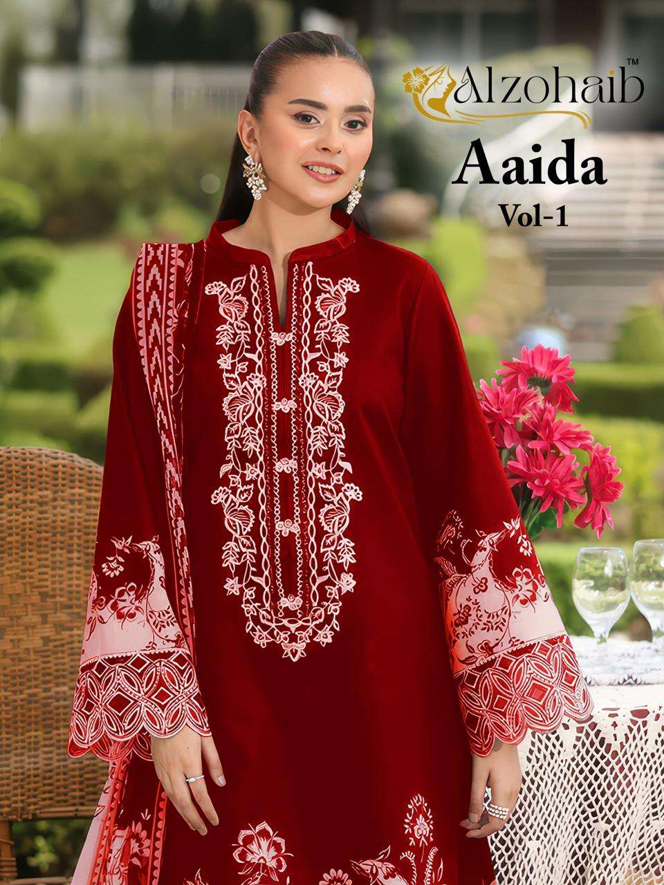 AL ZOHAIB DESIGN NO - 1350 AB - 1356AB PURE COTTON HEAVY PATCH WORK PAKISTANI SUIT