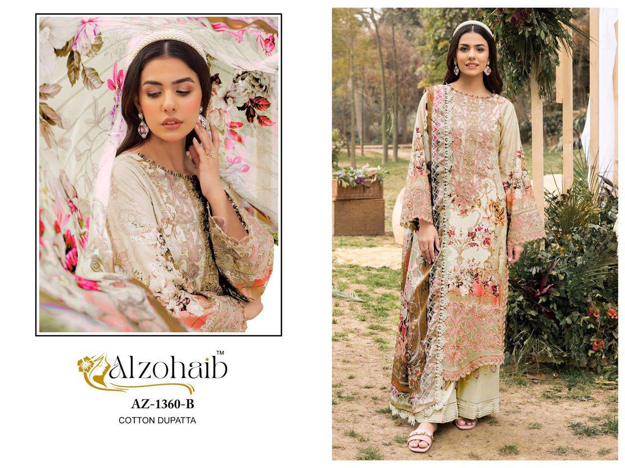AL ZOHAIB DESIGN NO - 1354 AB - 1360AB PURE COTTON HEAVY PATCH WORK PAKISTANI SUIT