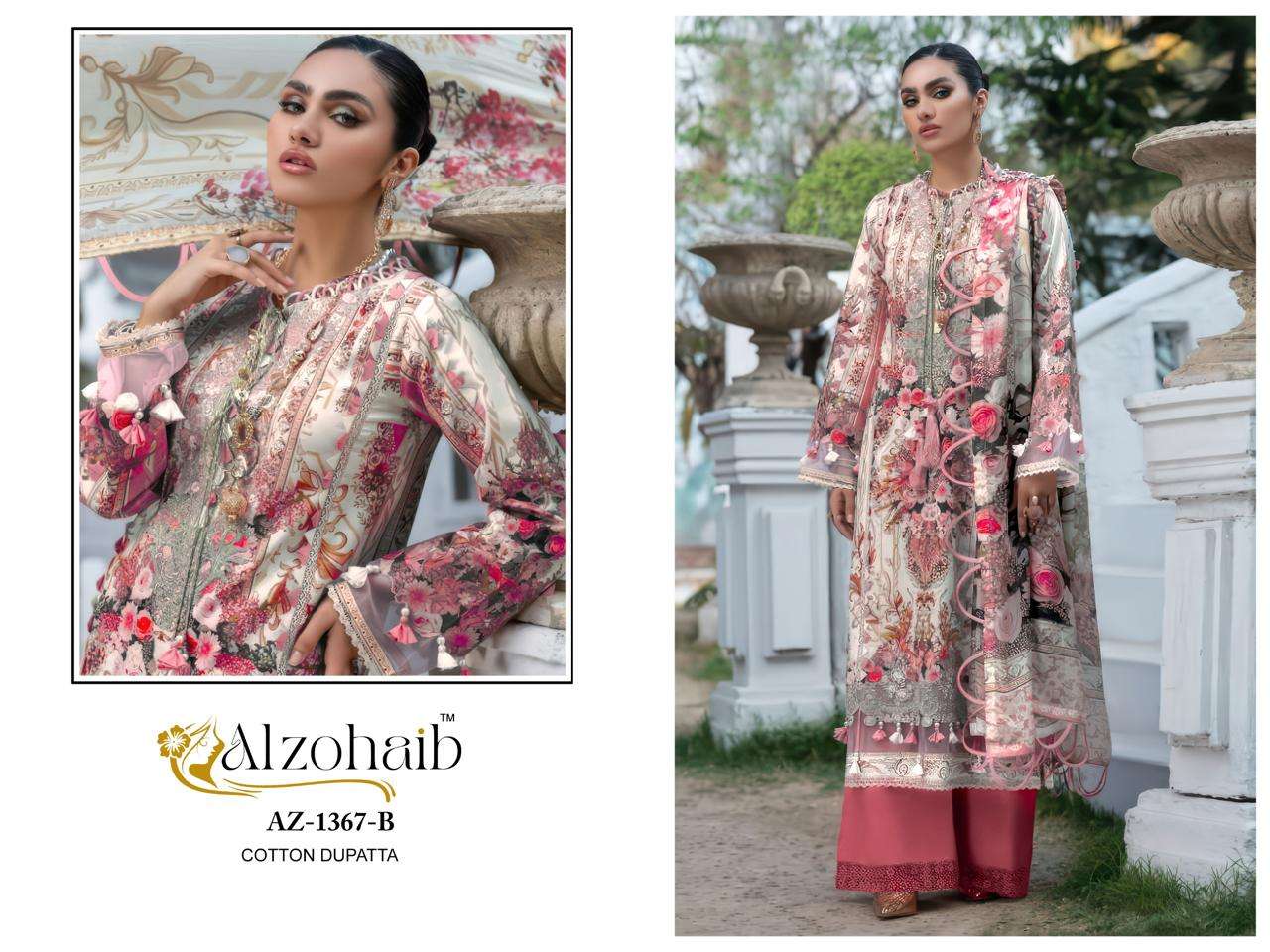 AL ZOHAIB DESIGN NO - 1366 AB - 1367 AB PURE COTTON HEAVY PATCH WORK PAKISTANI SUIT
