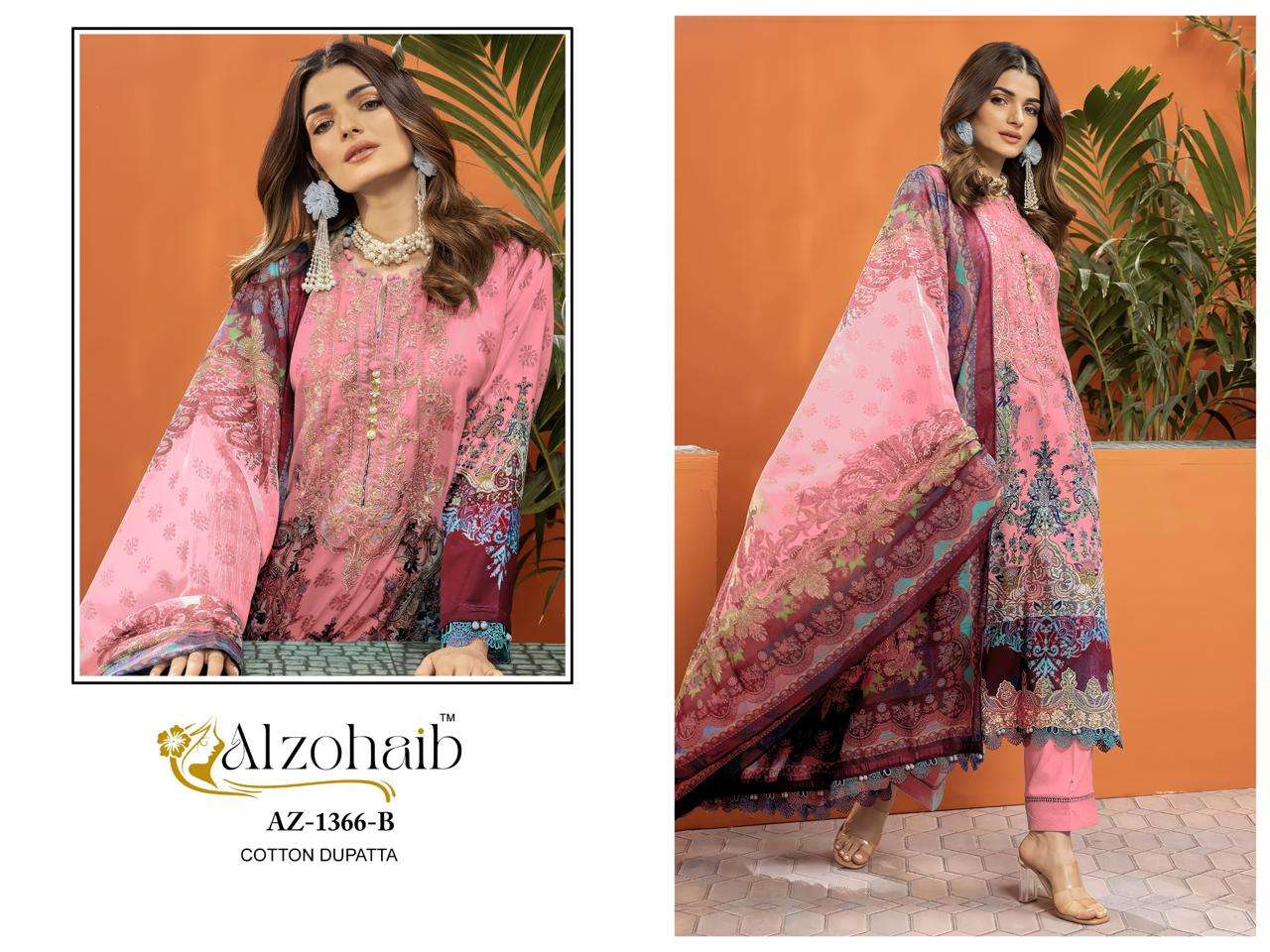AL ZOHAIB DESIGN NO - 1366 AB - 1367 AB PURE COTTON HEAVY PATCH WORK PAKISTANI SUIT