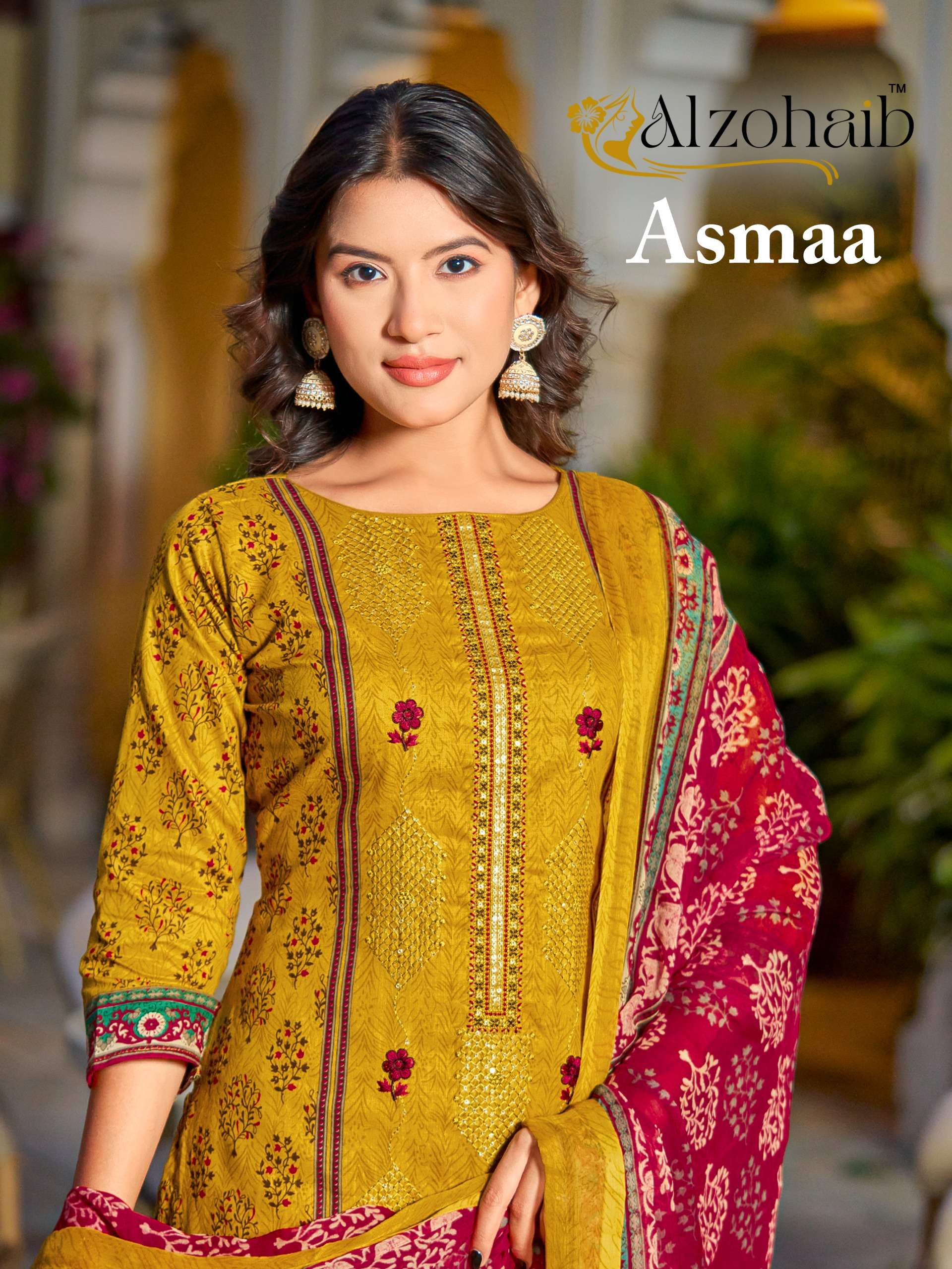 AL ZOHAIB DESIGN NO - 1370 - 1371 - 1372 - 1372 PURE COTTON PRINT HEAVY SELF WORK PAKISTANI SUIT