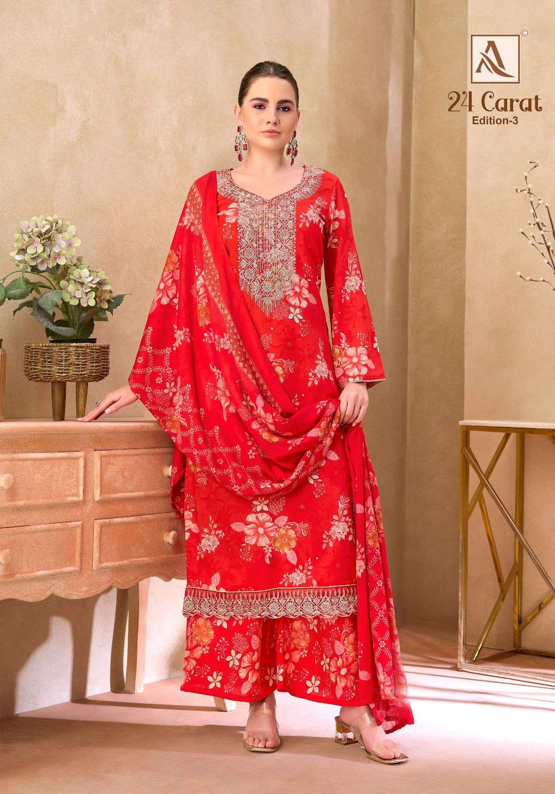 ALOK SUITS 24 CARAT VOL 3 RAYON FANCY EMBROIDERIES WORK SUIT