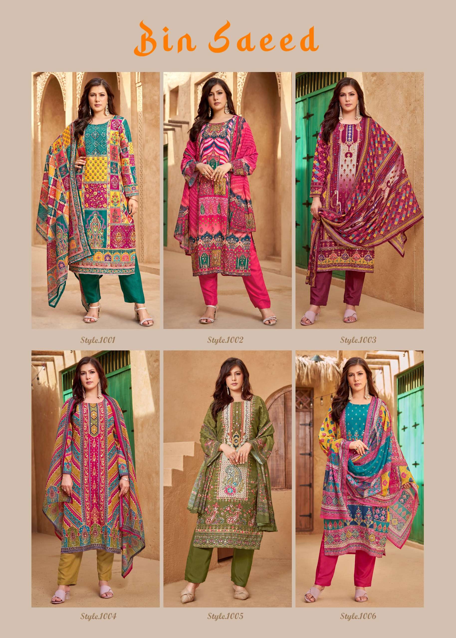 BANWERY FASHION BIN SAEED MUSLIN DIGITAL PRINT WITH WORK 3PCS SET COLLECTION 