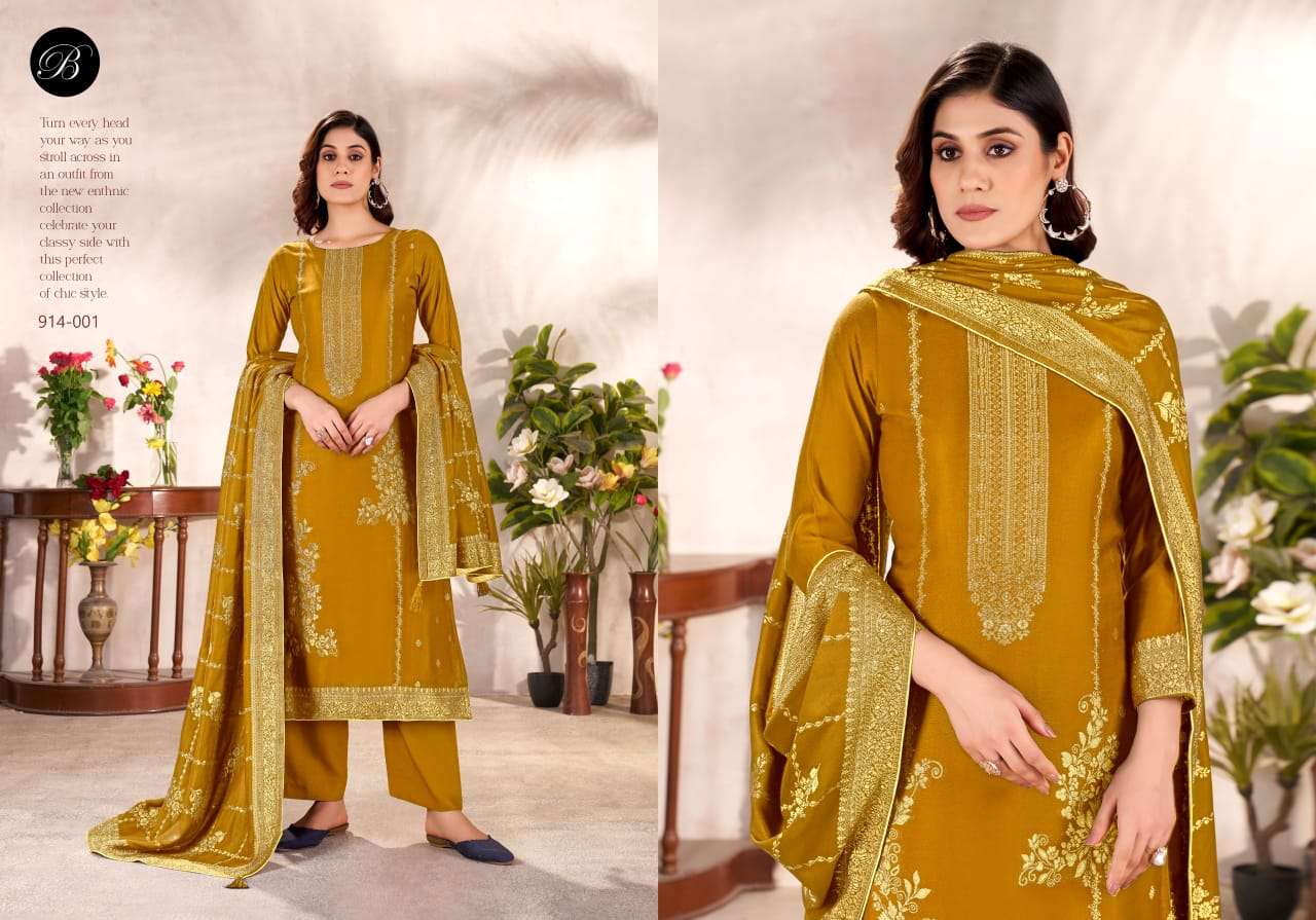 BELLIZA DESIGNER STUDIO MOTIF PASHMINA DESIGNER WORK SUIT