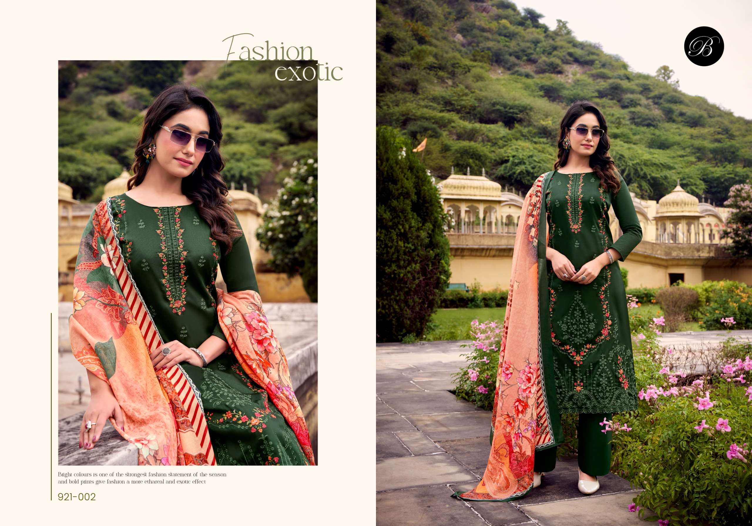 BELLIZA DESIGNER STUDIO ZARQASH VOL 12 JAM SATIN EMBROIDERY WORK SUIT