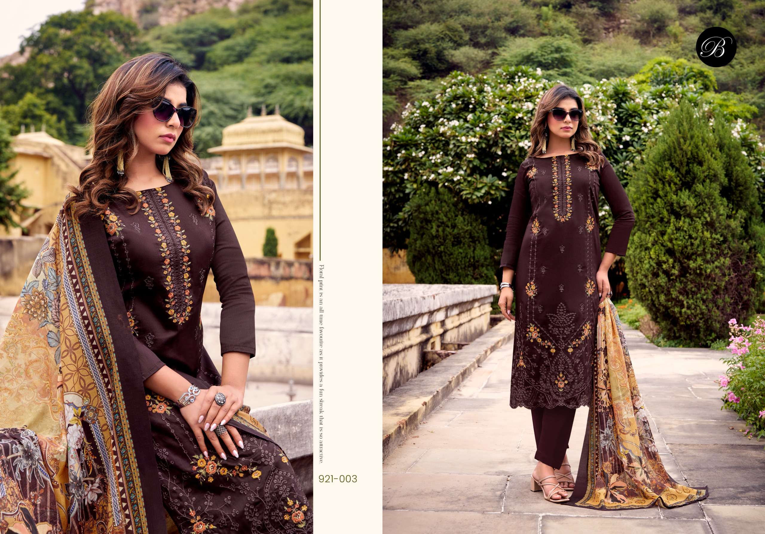 BELLIZA DESIGNER STUDIO ZARQASH VOL 12 JAM SATIN EMBROIDERY WORK SUIT