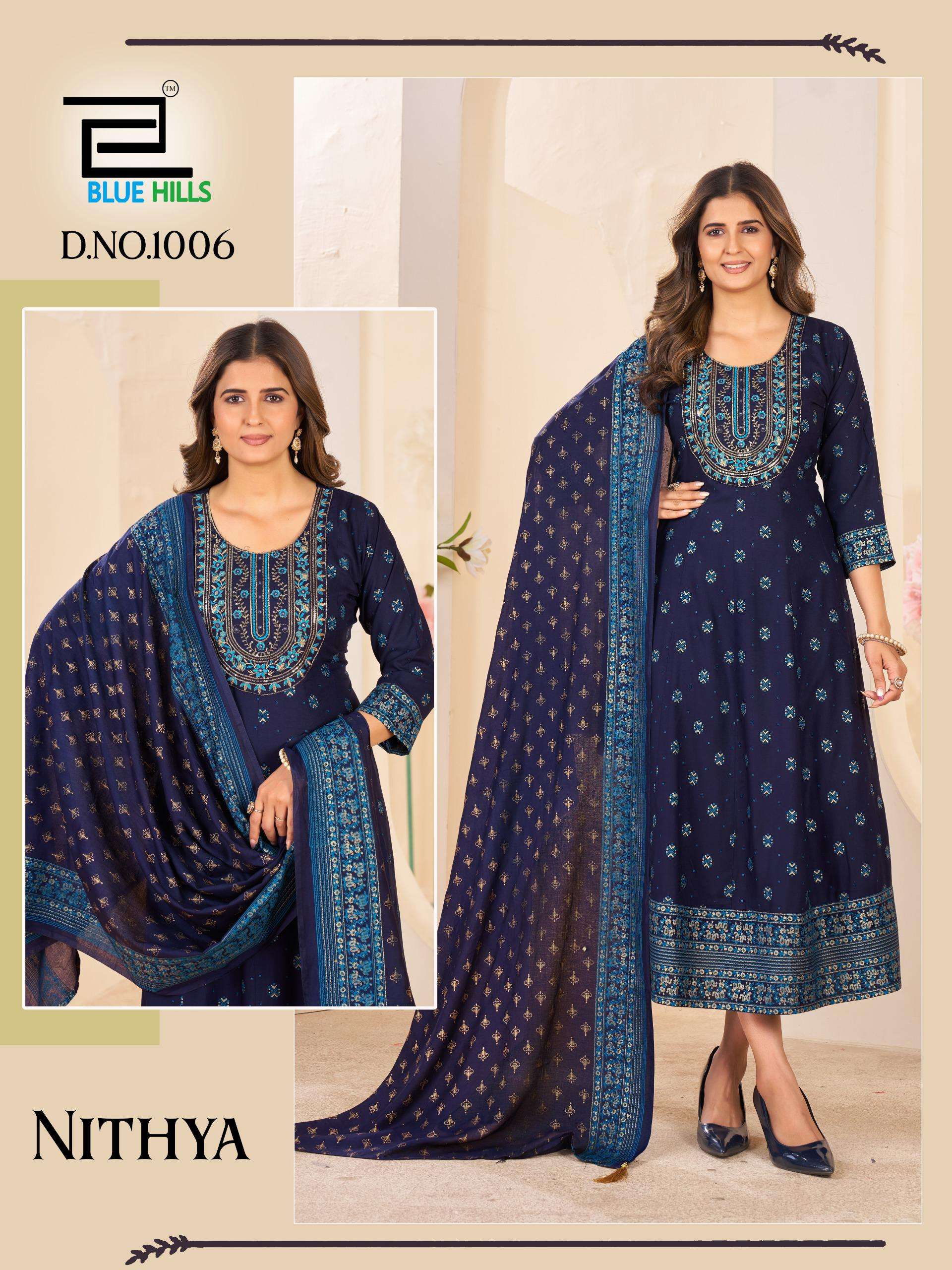 BLUE HILLS NITHYA RAYON ANARKALI STYLE GOWN WITH DUPATTA 