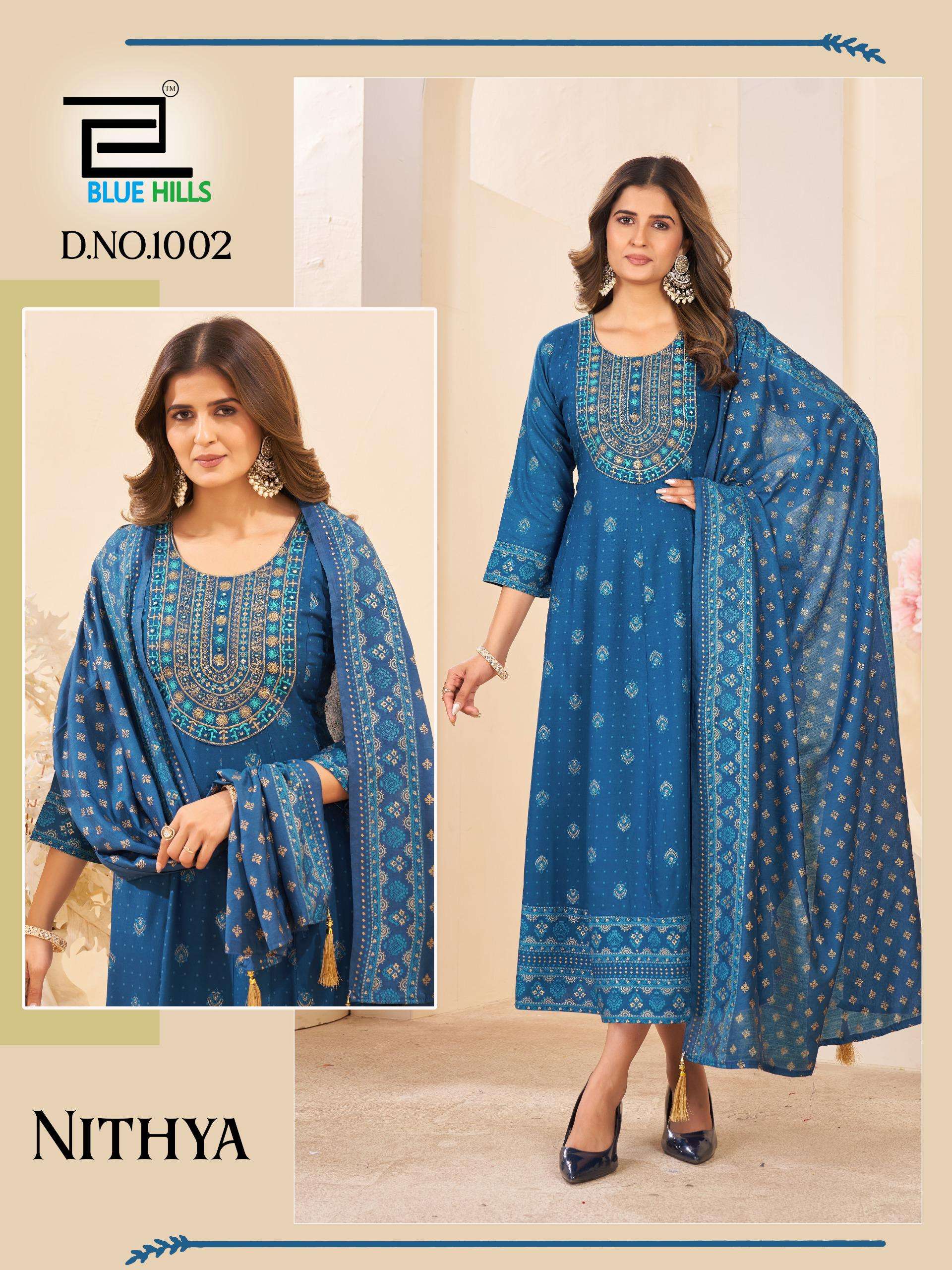 BLUE HILLS NITHYA RAYON ANARKALI STYLE GOWN WITH DUPATTA 