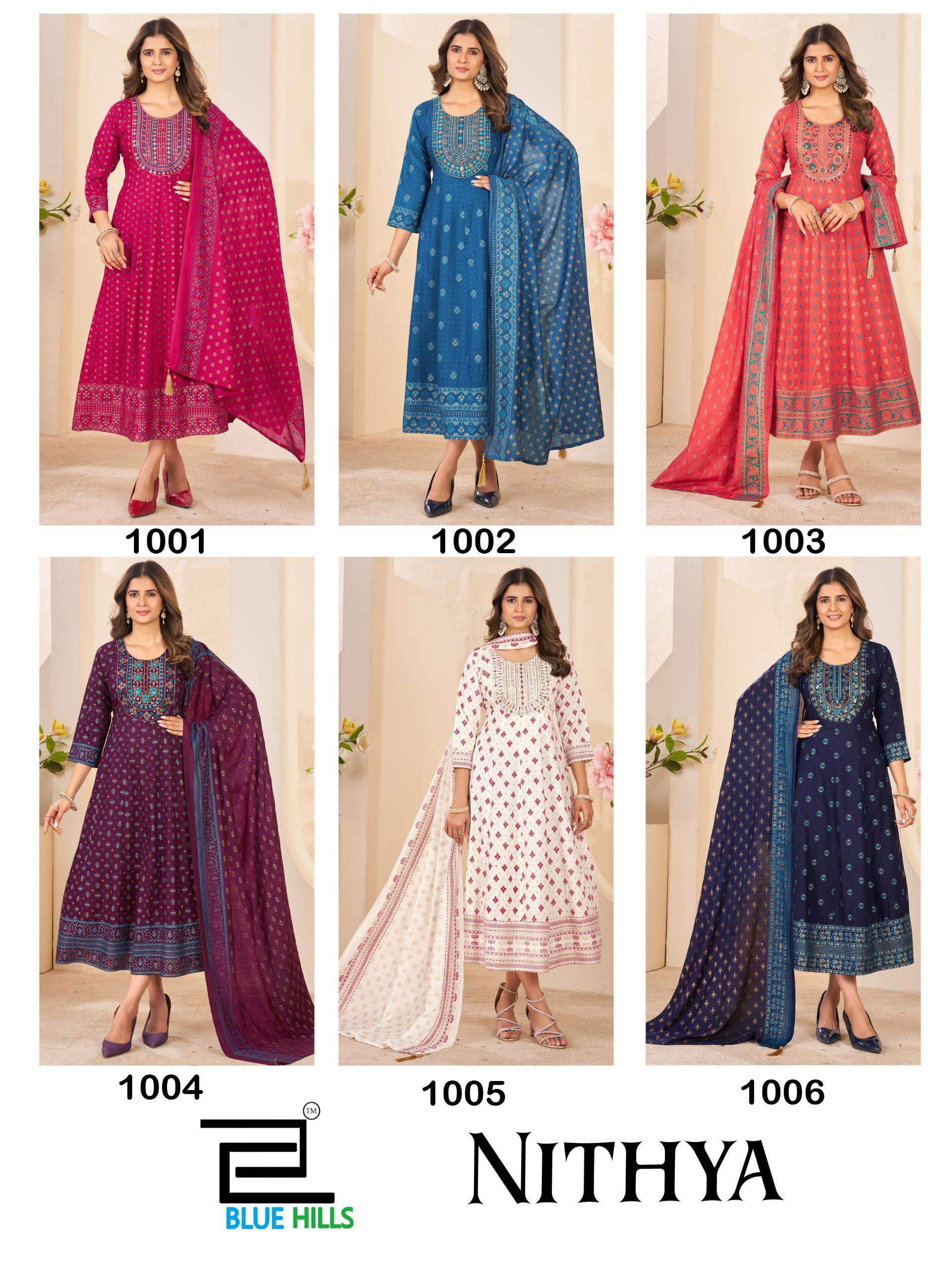 BLUE HILLS NITHYA RAYON ANARKALI STYLE GOWN WITH DUPATTA 
