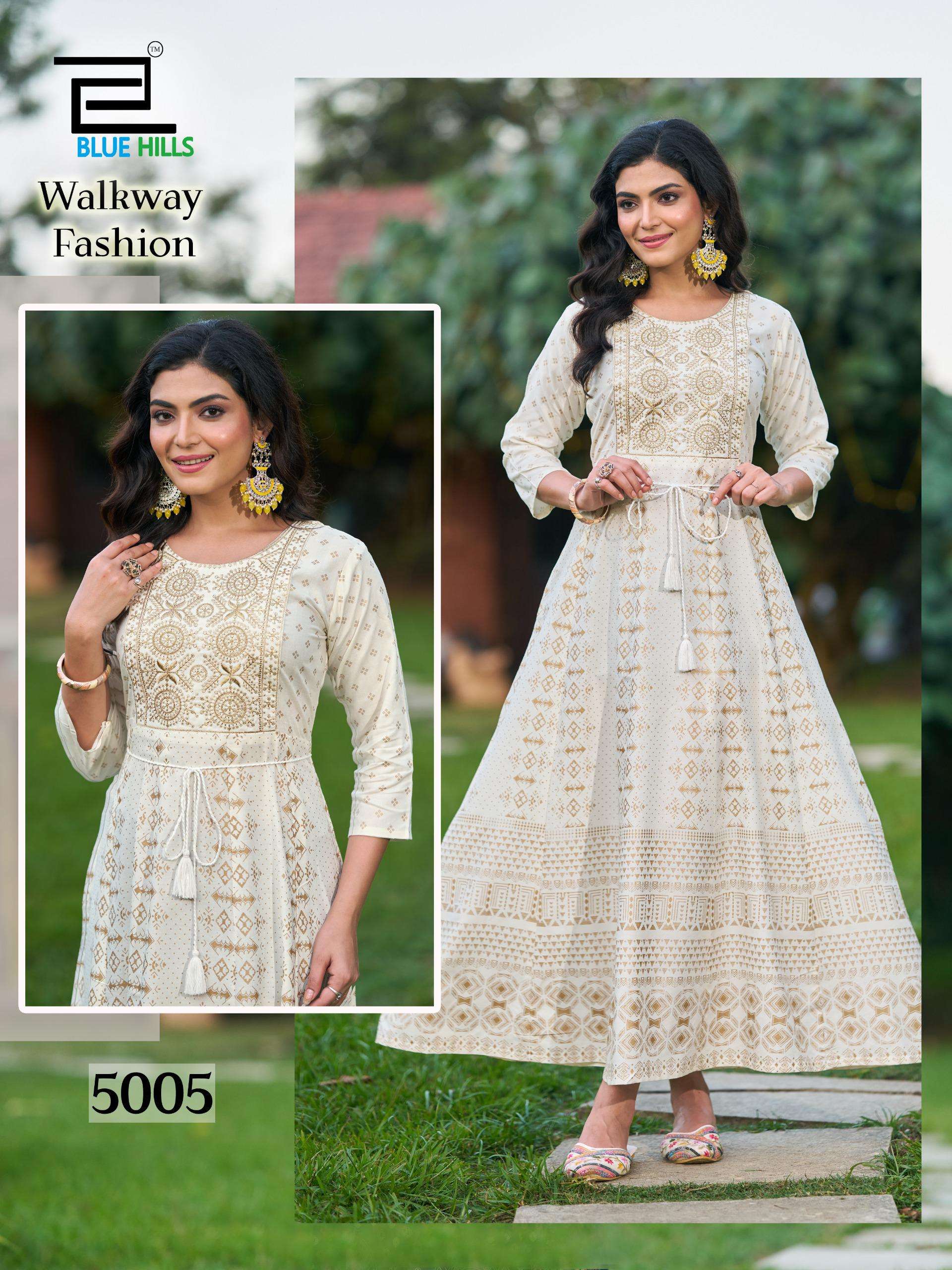 BLUE HULLS WALKWAY FASHION RAYON FANCY ANARKALI GOWN 