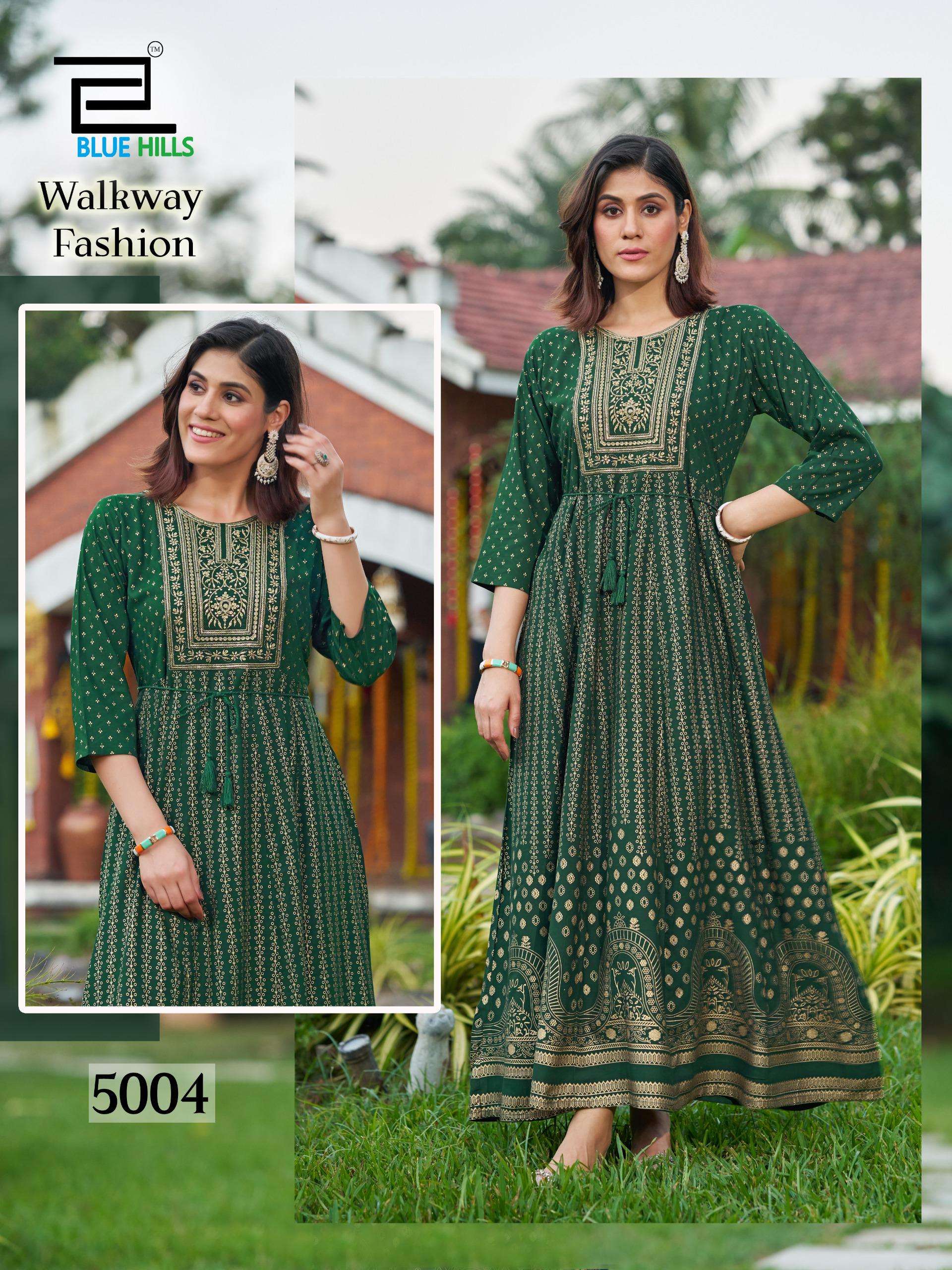 BLUE HULLS WALKWAY FASHION RAYON FANCY ANARKALI GOWN 