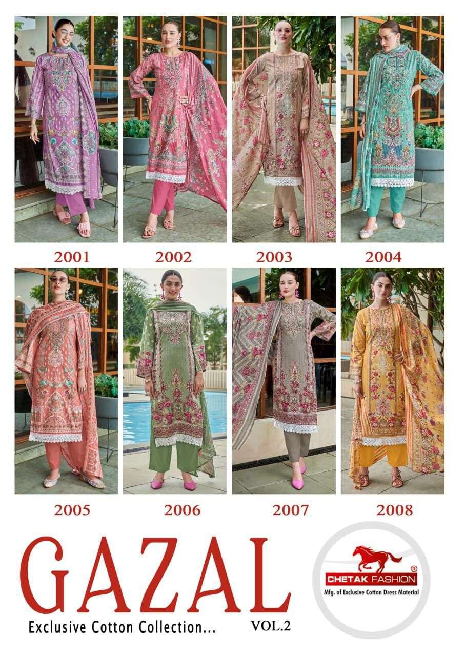 CHETAK FASHION GAZAL VOL 2 COTTON PRINT FANCY WORK SUIT