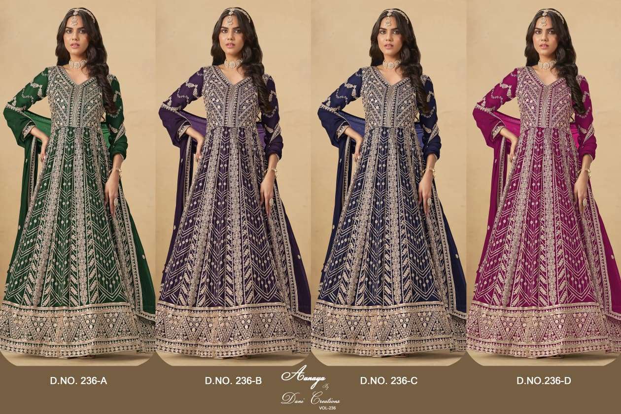 DANI CREATION AANAYA VOL 236 GEORGETTE DESIGNER HEAVY PARTY WEAR GOWN DRESS 