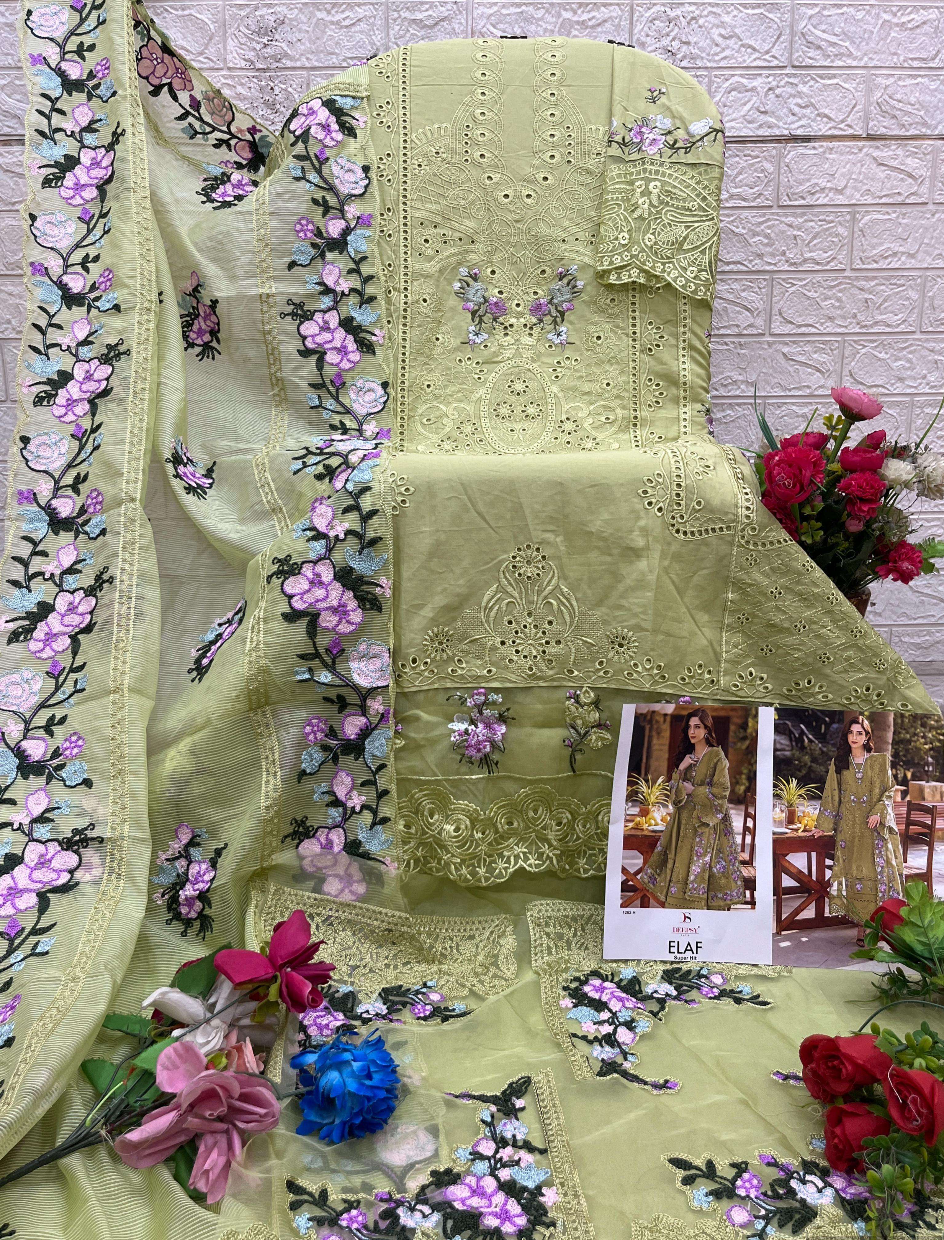 DEEPSY SUITS ELAN LUXURY SUPER HIT D NO 1262 COTTON HEAVY EMBROIDERED SUIT