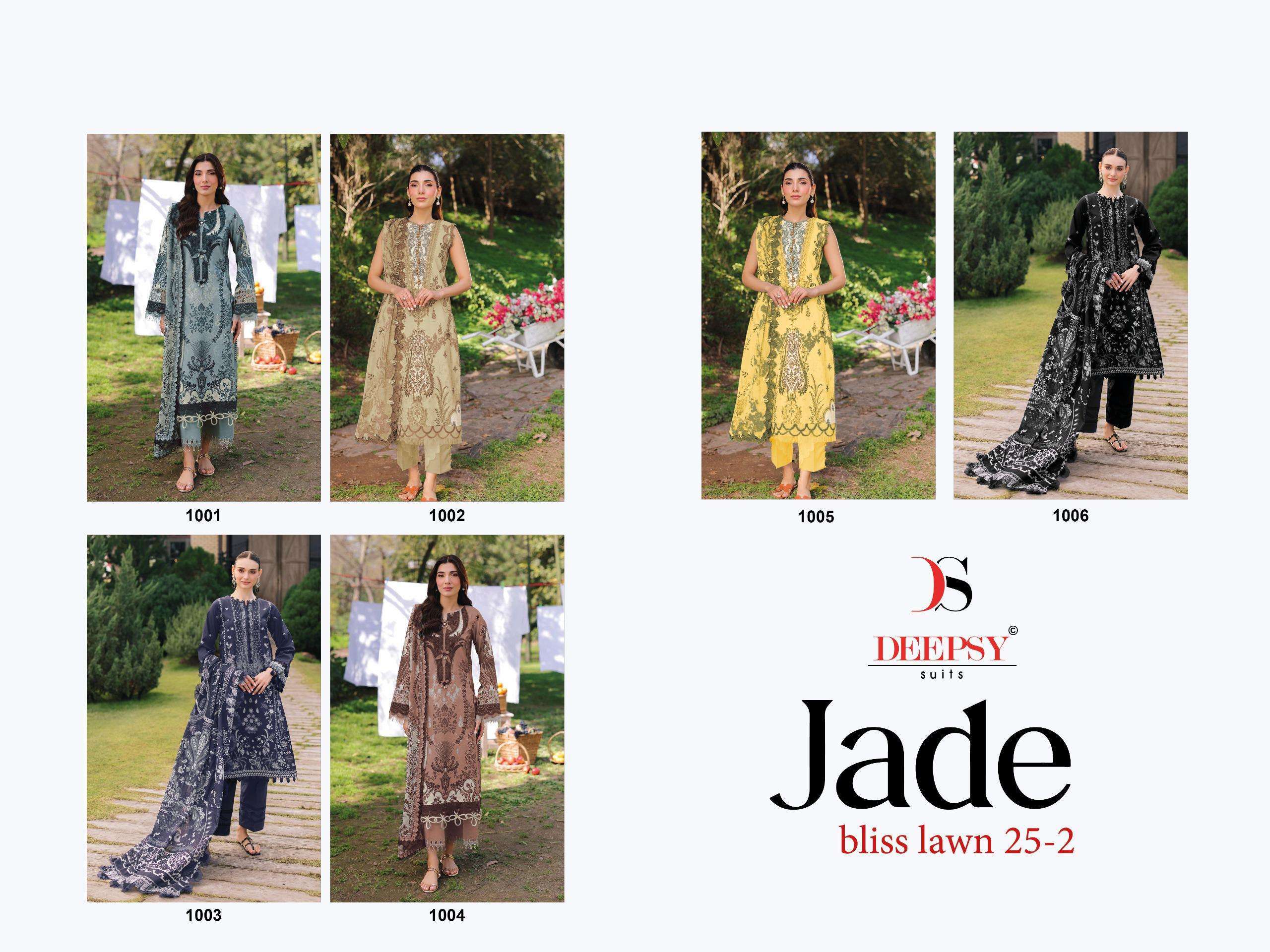 DEEPSY SUITS JADE BLISS LAWN 25 VOL 2 COTTON EMBROIDERY WORK SALWAR KAMEEZ 