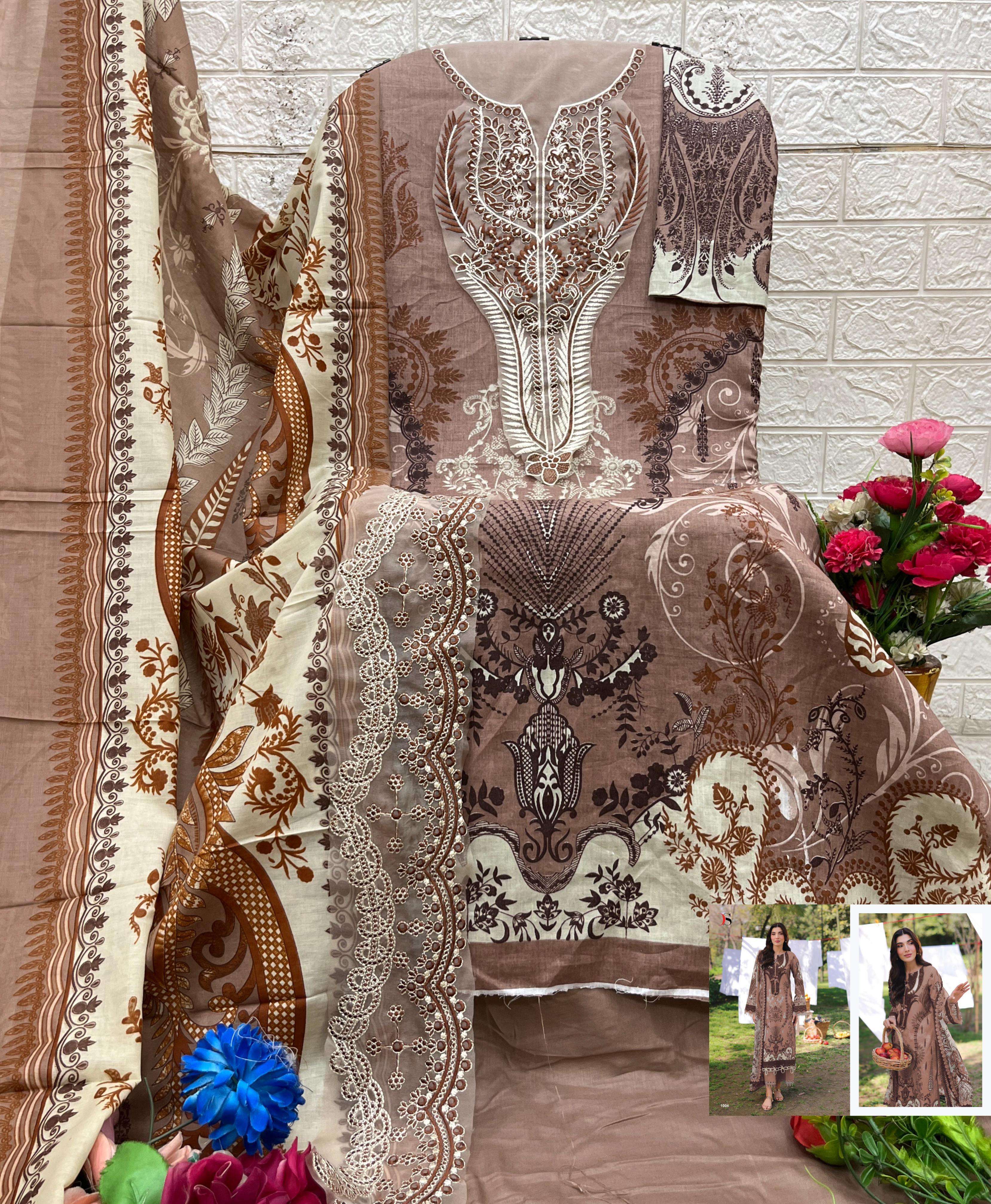 DEEPSY SUITS JADE BLISS LAWN 25 VOL 2 COTTON EMBROIDERY WORK SALWAR KAMEEZ 
