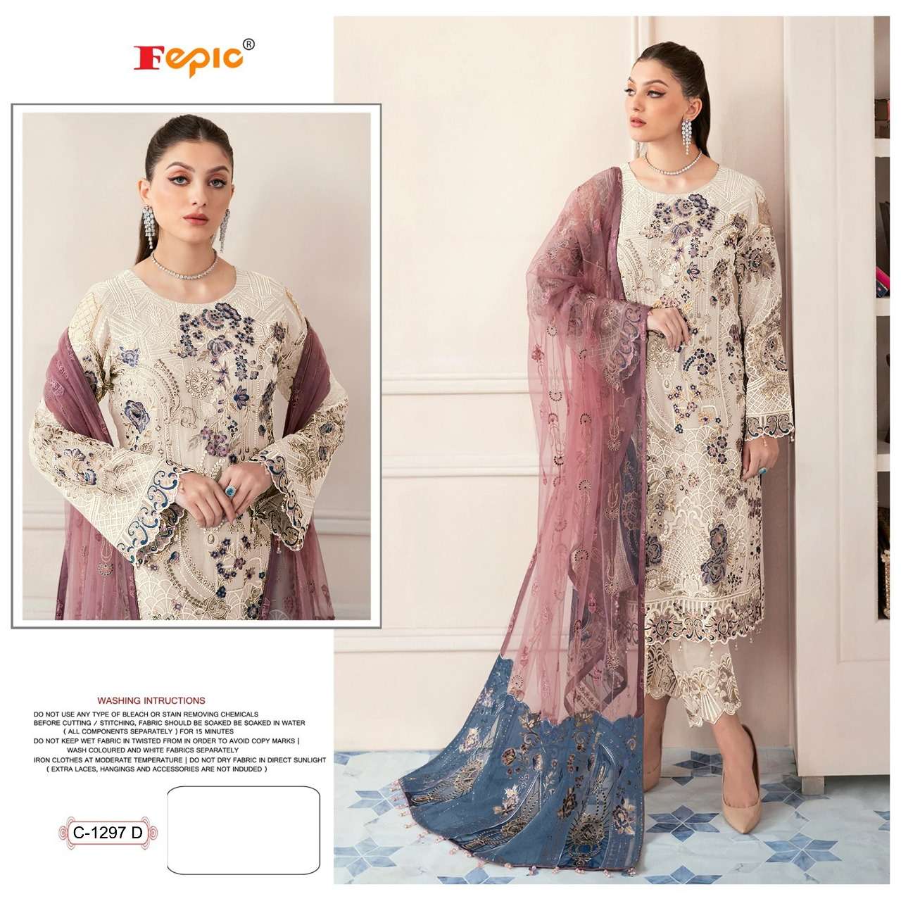 FEPIC ROSEMEEN C 1297 GEORGETTE HEAVY EMBROIDERED SUIT